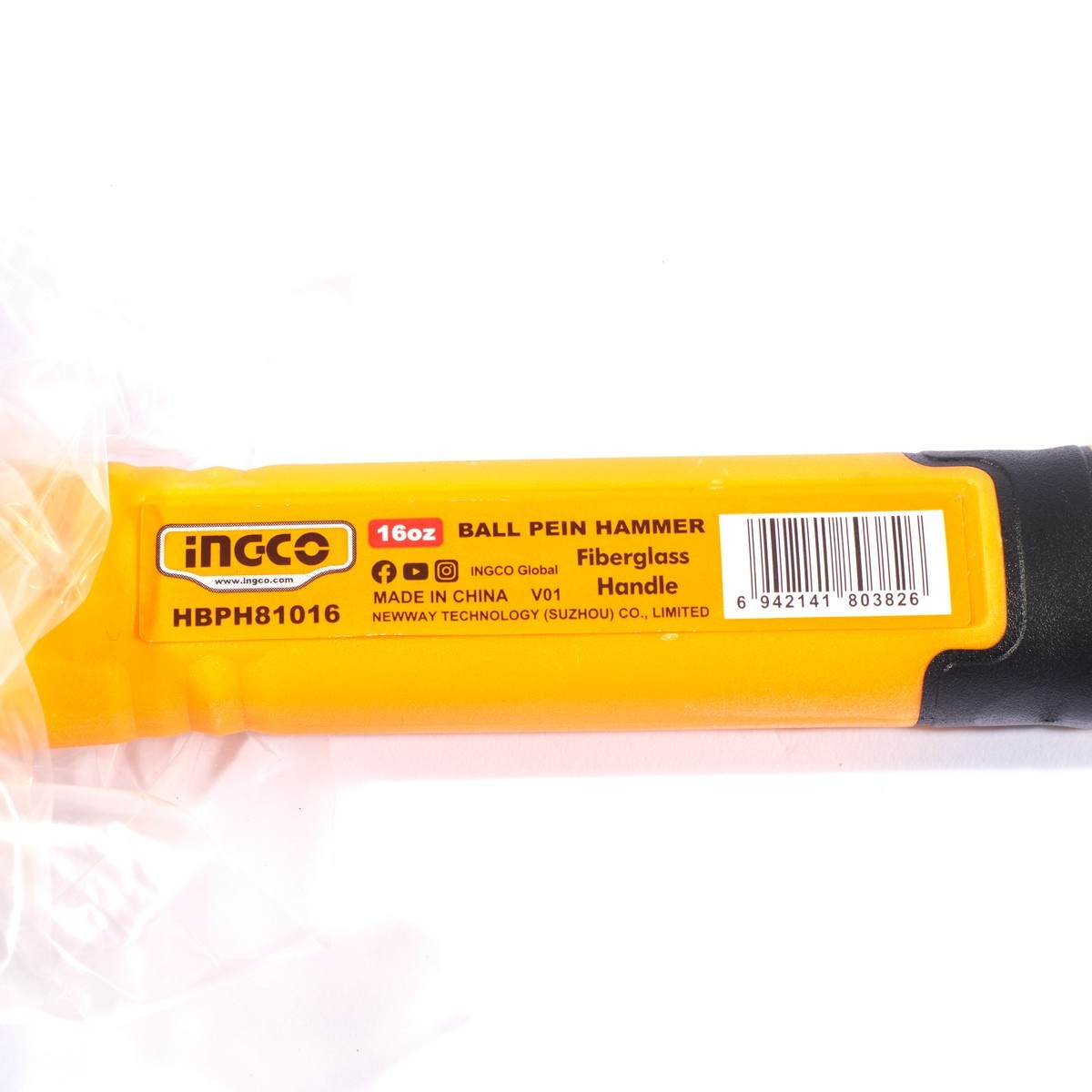 INGCO HBPH81016 ค้อนหัวกลม ด้ามไฟเบอร์ 16oz