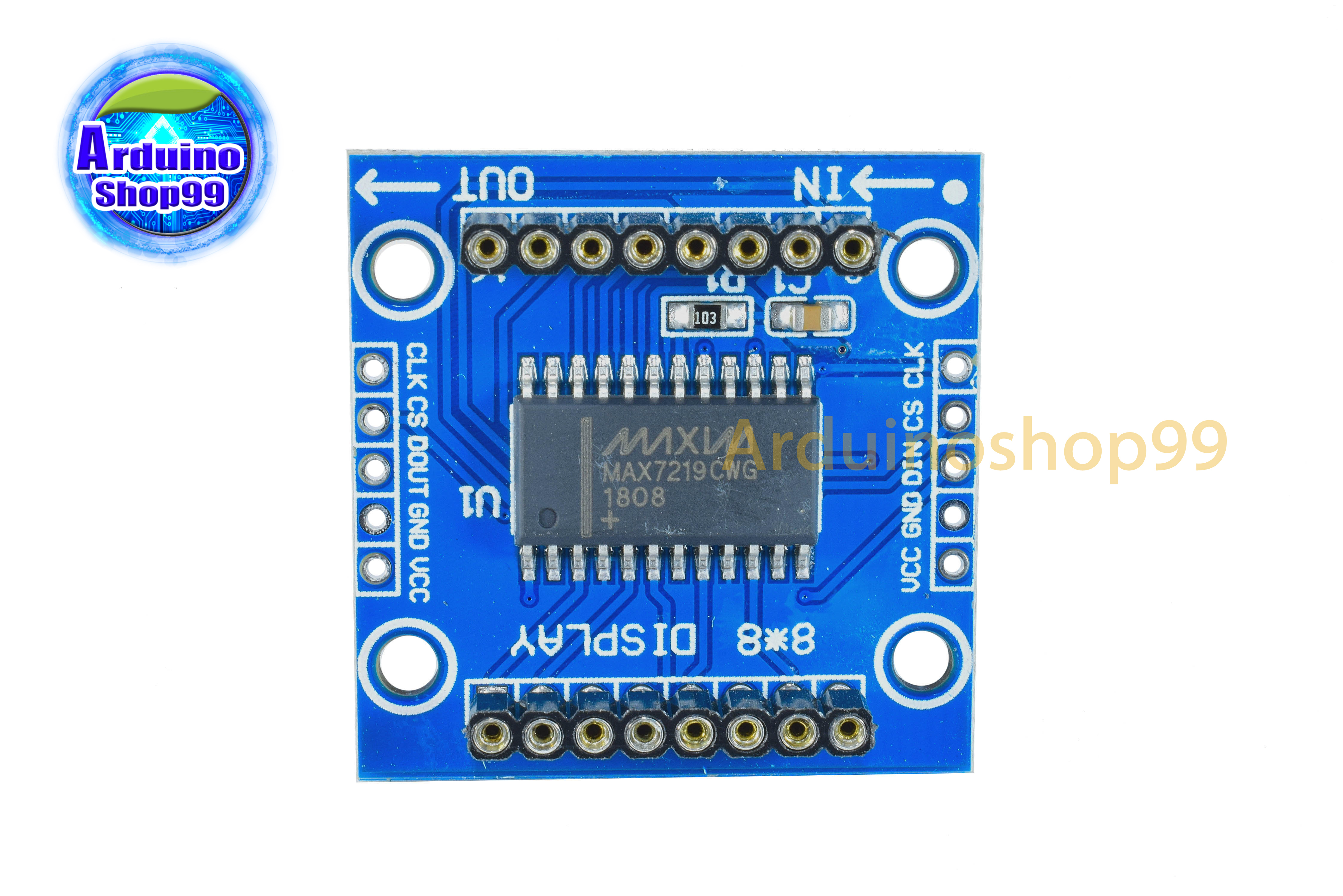 MAX7219 dot matrix module control module MCU control drive LED (สีน้ำเงิน)