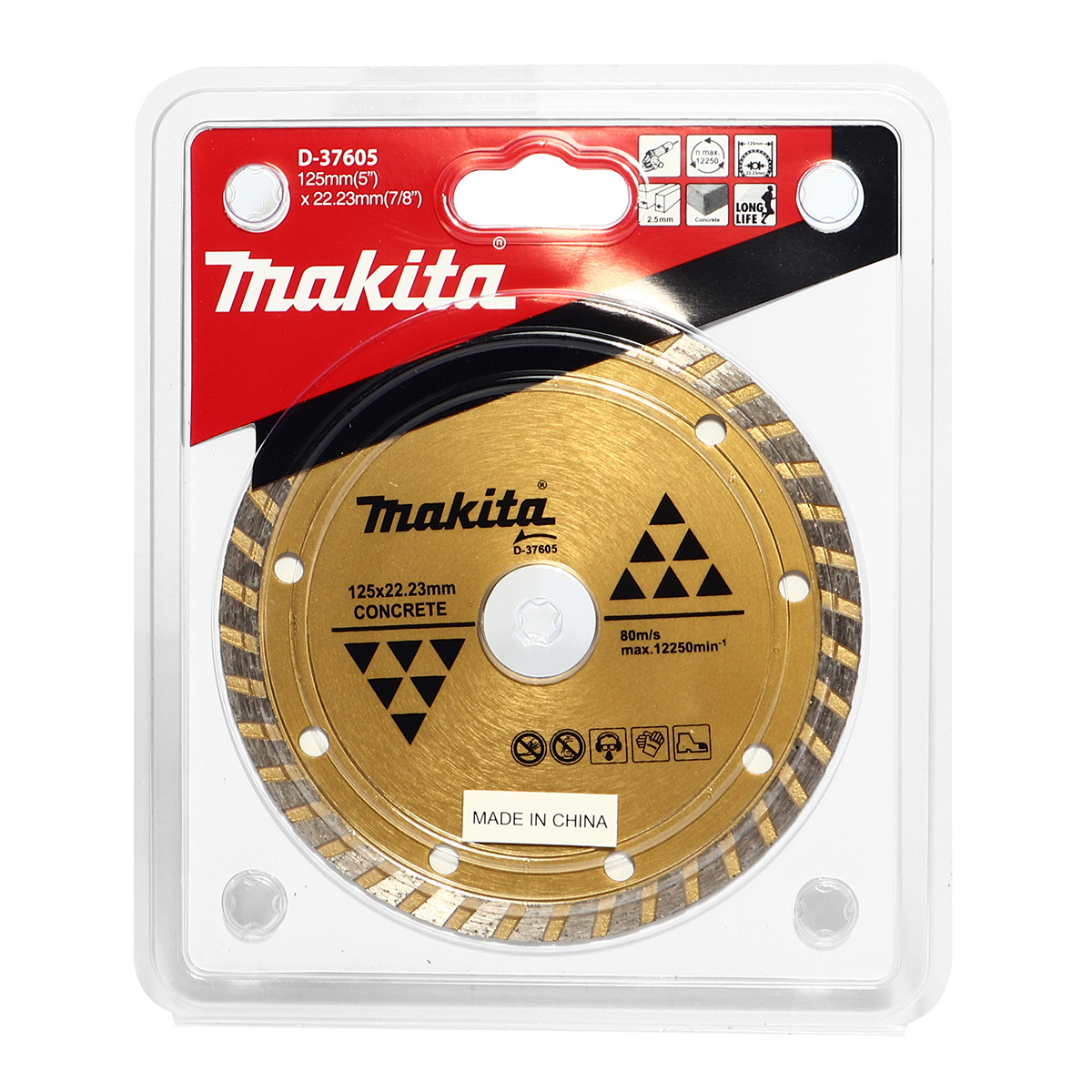 MAKITA D-37605 ใบเพชร 5" แห้ง ก้างปลา-ทอง ตัดคอนกรีต