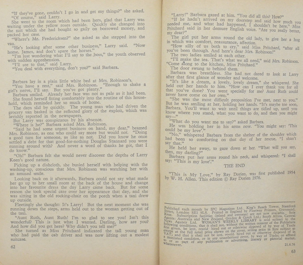 WOMAN’S WEEKLY LIBRARY No.1406 THIS IS MY LOVE (เล่มเล็ก)