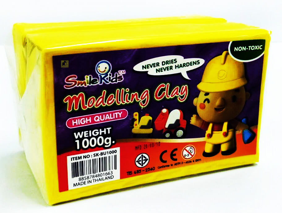 ดินน้ำมันไร้สารพิษ ตรา สมายคิดส์ น้ำหนัก 1000 กรัม (สีเหลือง)