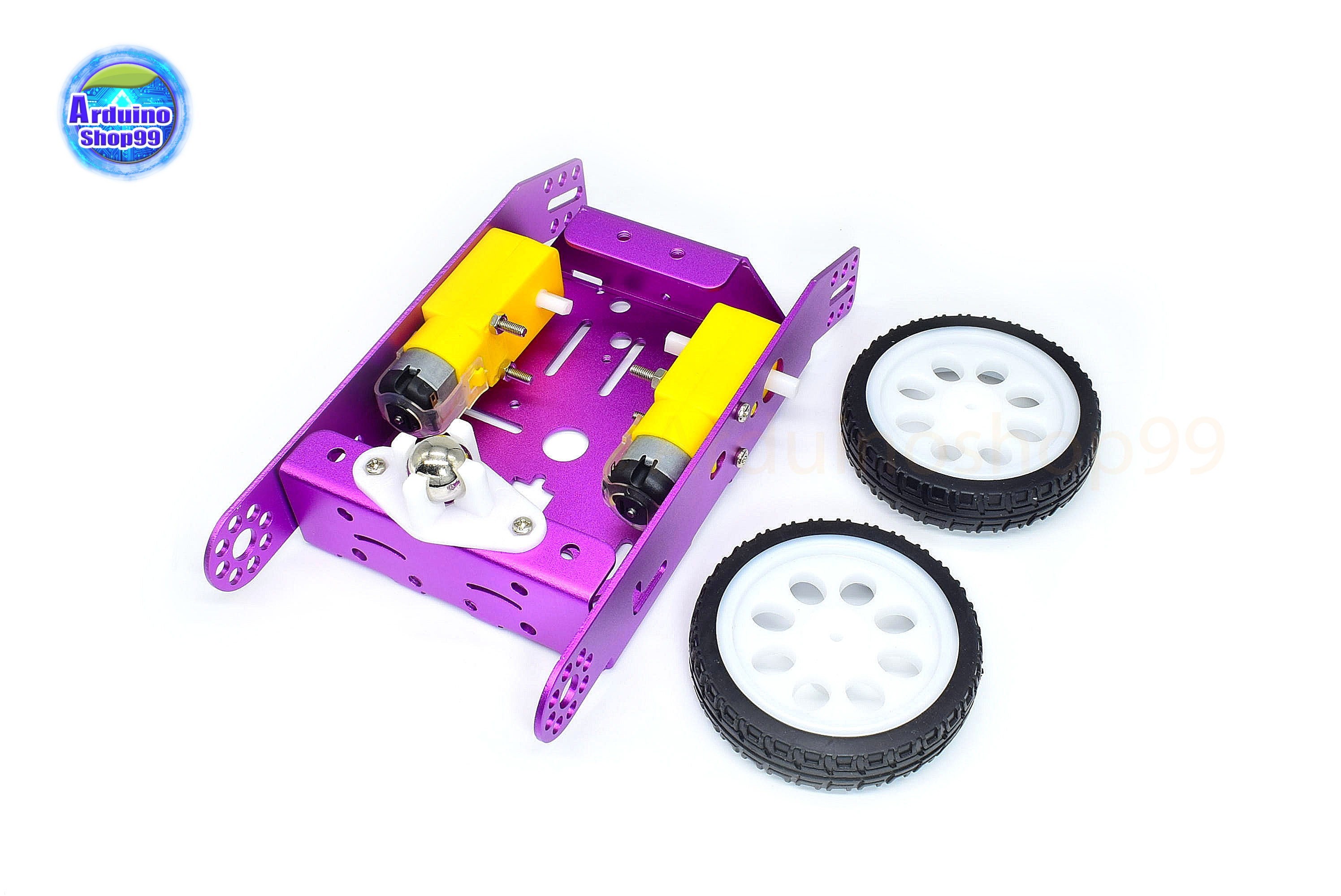 โครงรถหุ่นยนต์ Aluminum alloy robot Smart car ล้อขาว/ยางดำ สี Metallic purple