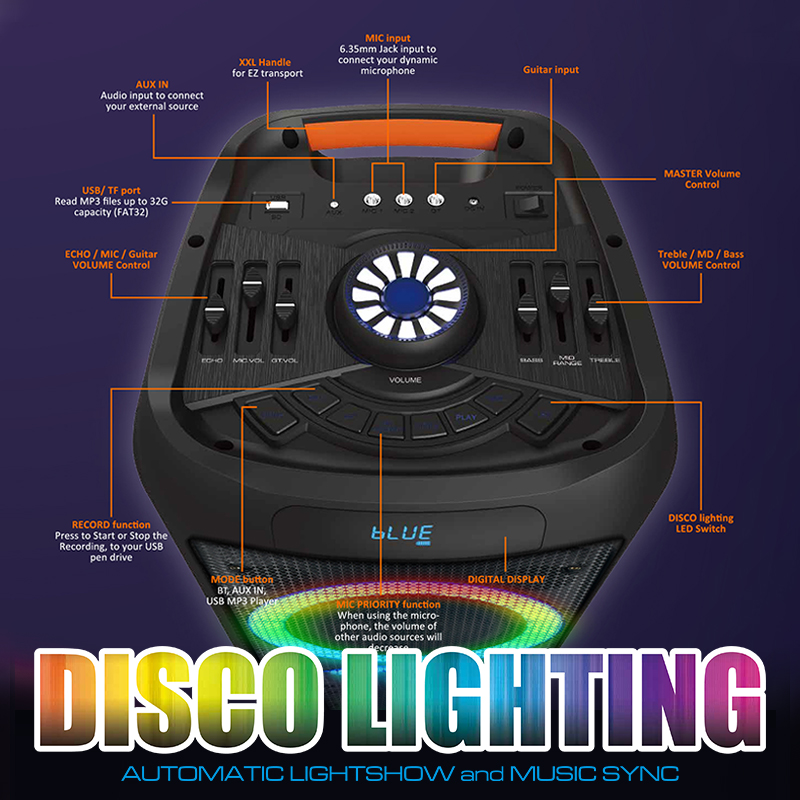 d-power ลำโพงบลูทูธ รุ่น X9W กำลังขับ 120วัตต์ ลำโพงกลางเเจ้ง ฟังก์ชั่นครบ เเถมฟรี! ไมค์ลอย รับประกัน 1 ปี