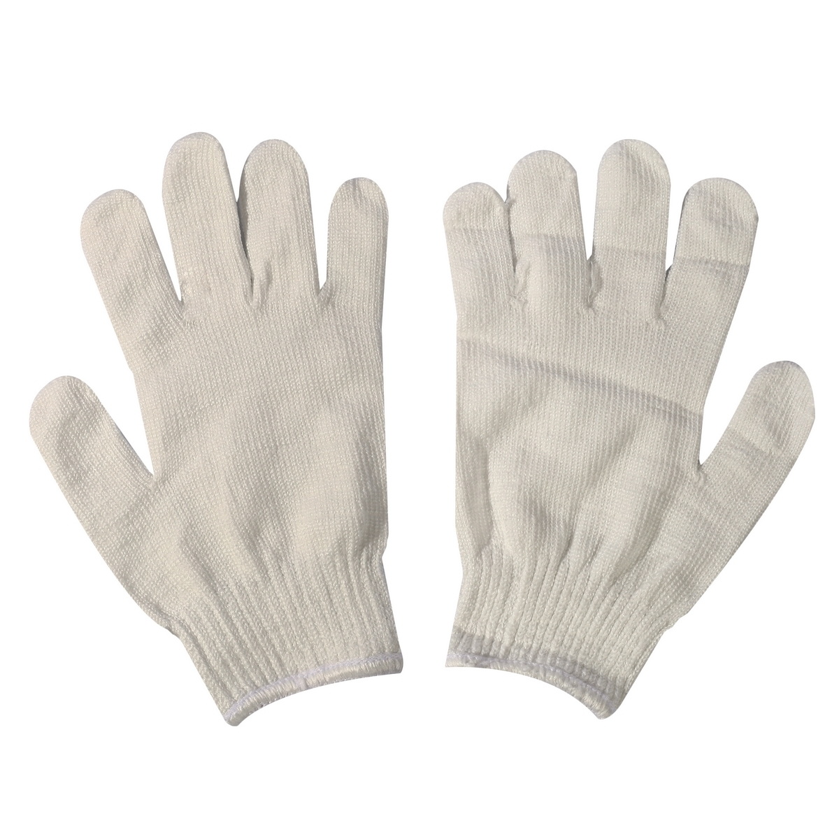 ถุงมือผ้า โพลีเอสเตอร์ สีขาว ขอบขาว ฟรีไซส์