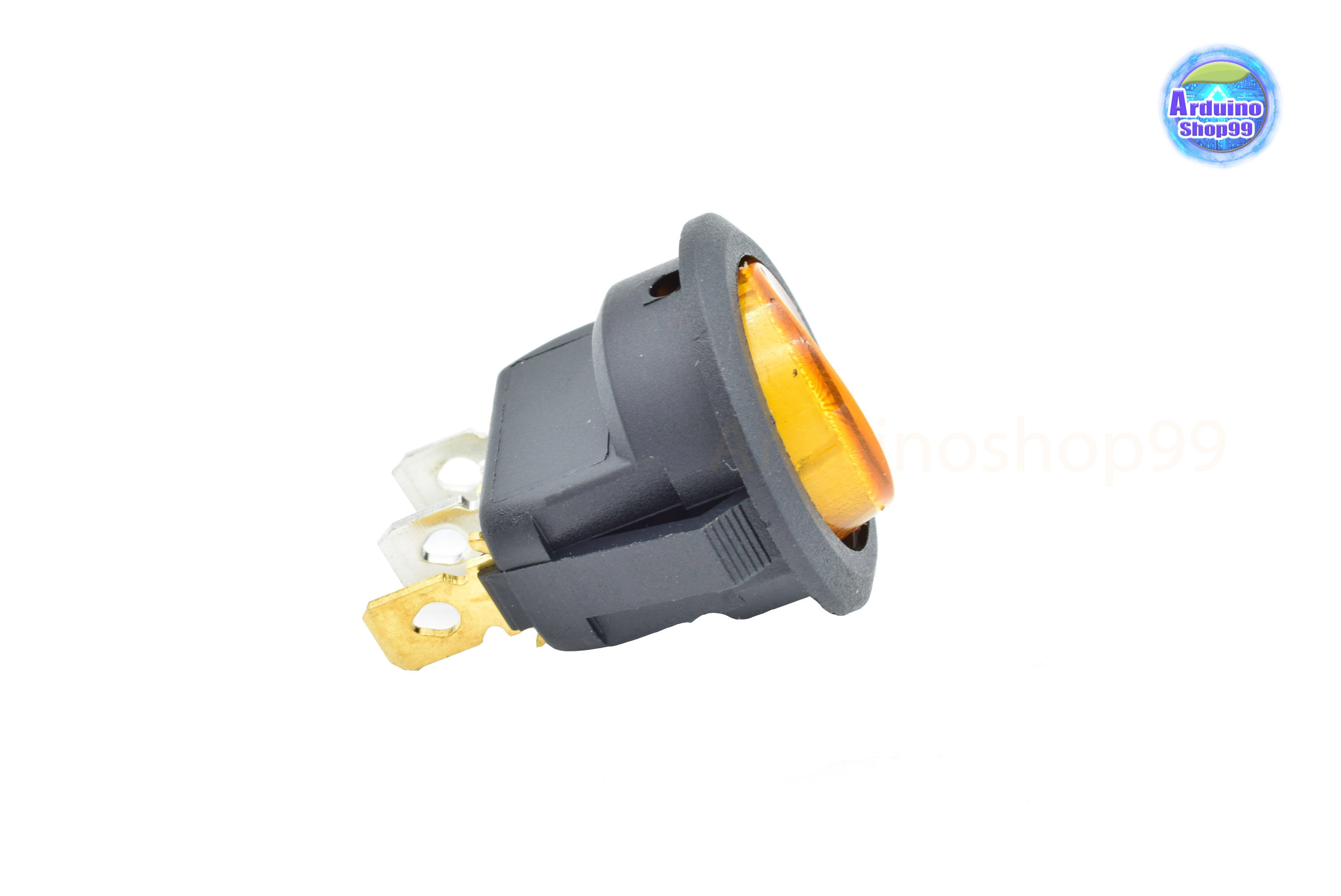 12V LED Dot Light Car Boat Auto Round ON/OFF Rocker Yellow( 1 ตัว)