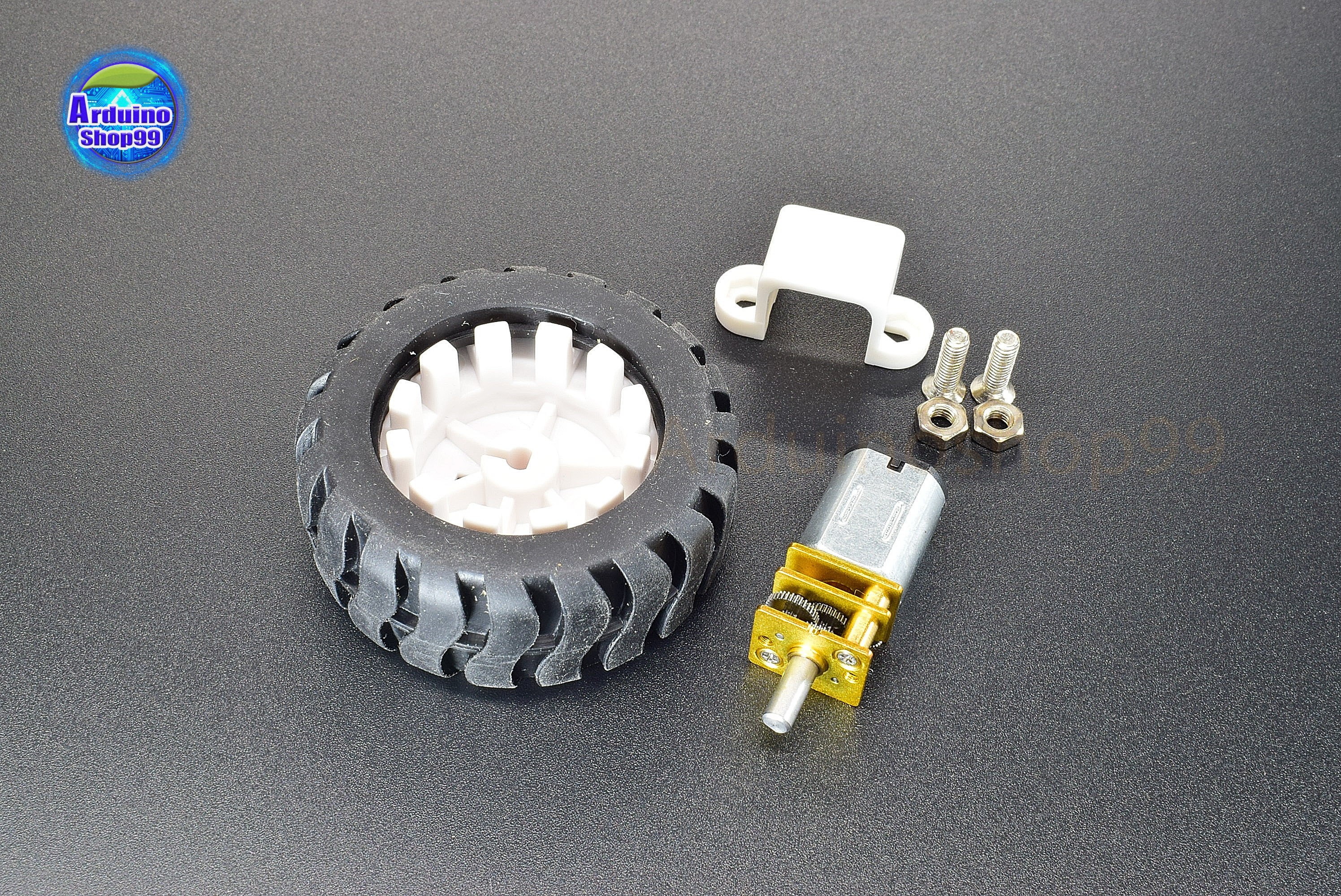 N20 3-6V 40RPM DC Micro Geared Box Electric Motor + ล้อยาง