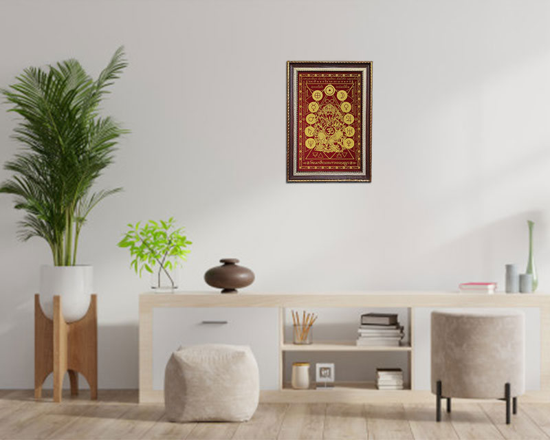 (พร้อมส่ง)ผ้ายันต์มงคลพระพิฆเนศองค์ปฐมบูรพาจารย์ 8 กร ประทานพรความสำเร็จครอบจักรวาล กรอบพร้อมแขวน