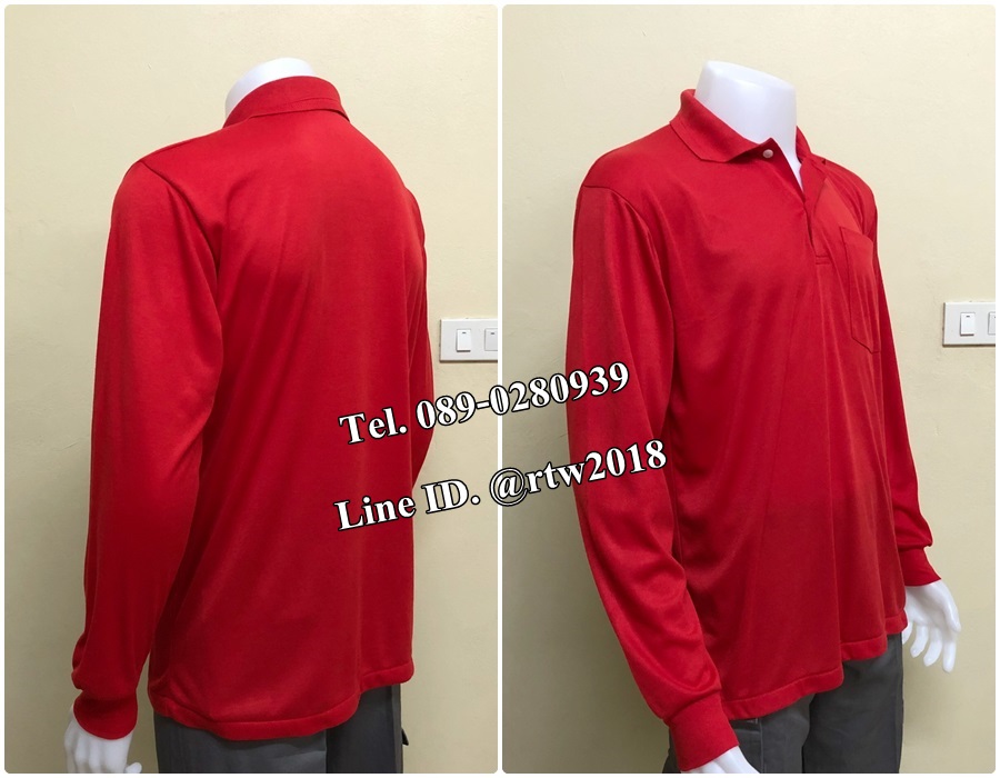 เสื้อคนสวนแขนยาวคอปกสีแดง (ราคาสำหรับ 12 ตัว) (รหัส H2)