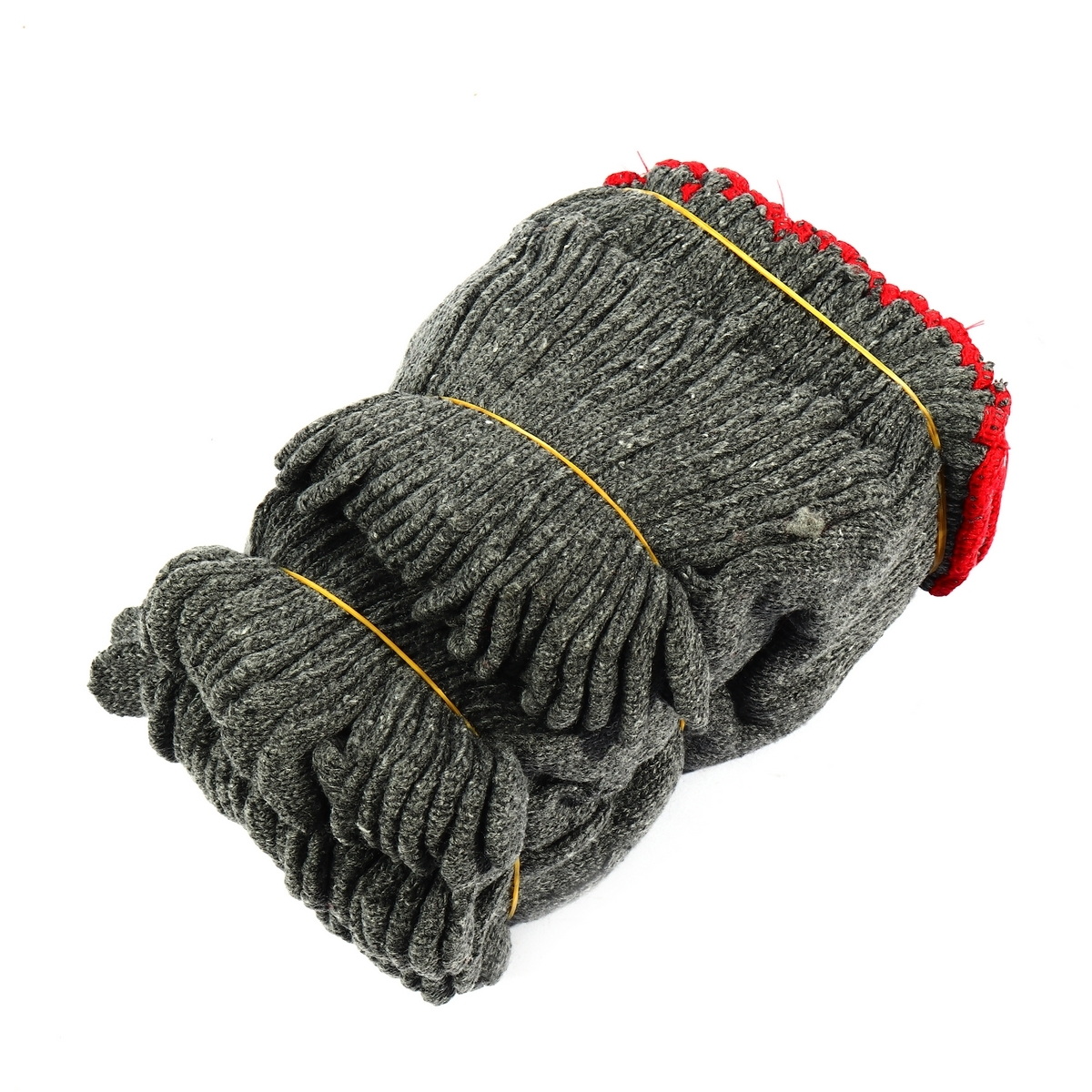 ถุงมือผ้า สีเทา ขอบแดง 700g