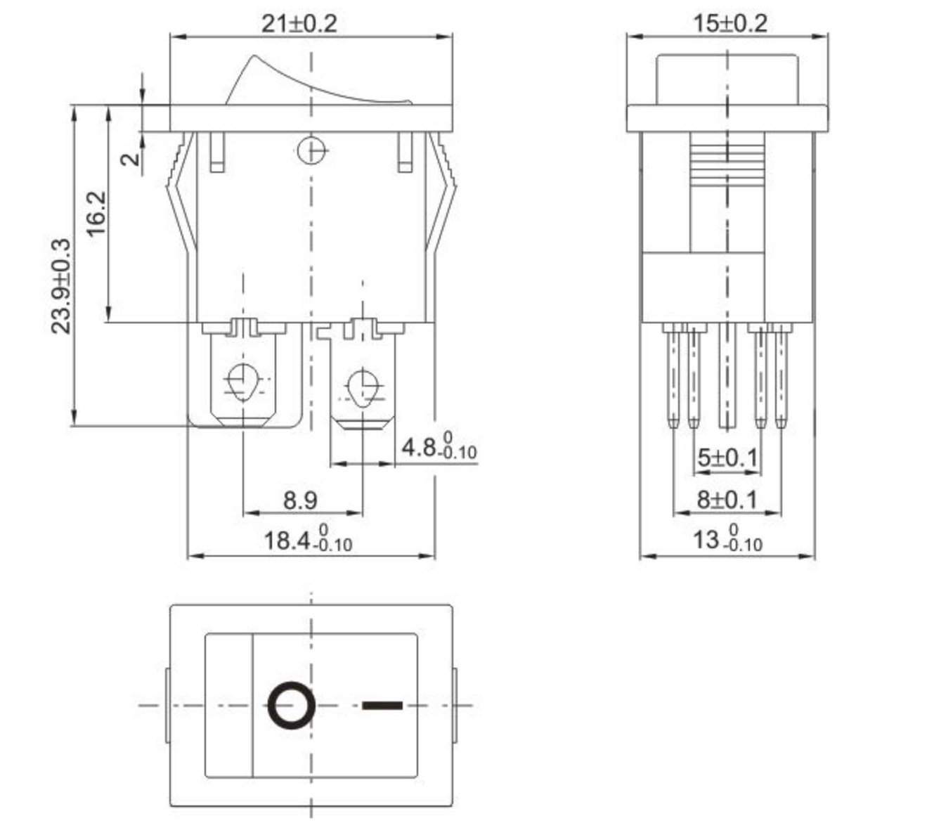 KCD1-4 Switch 4 Pin AC 250V 6A /125V 10A BLACK( 2 ตัว)