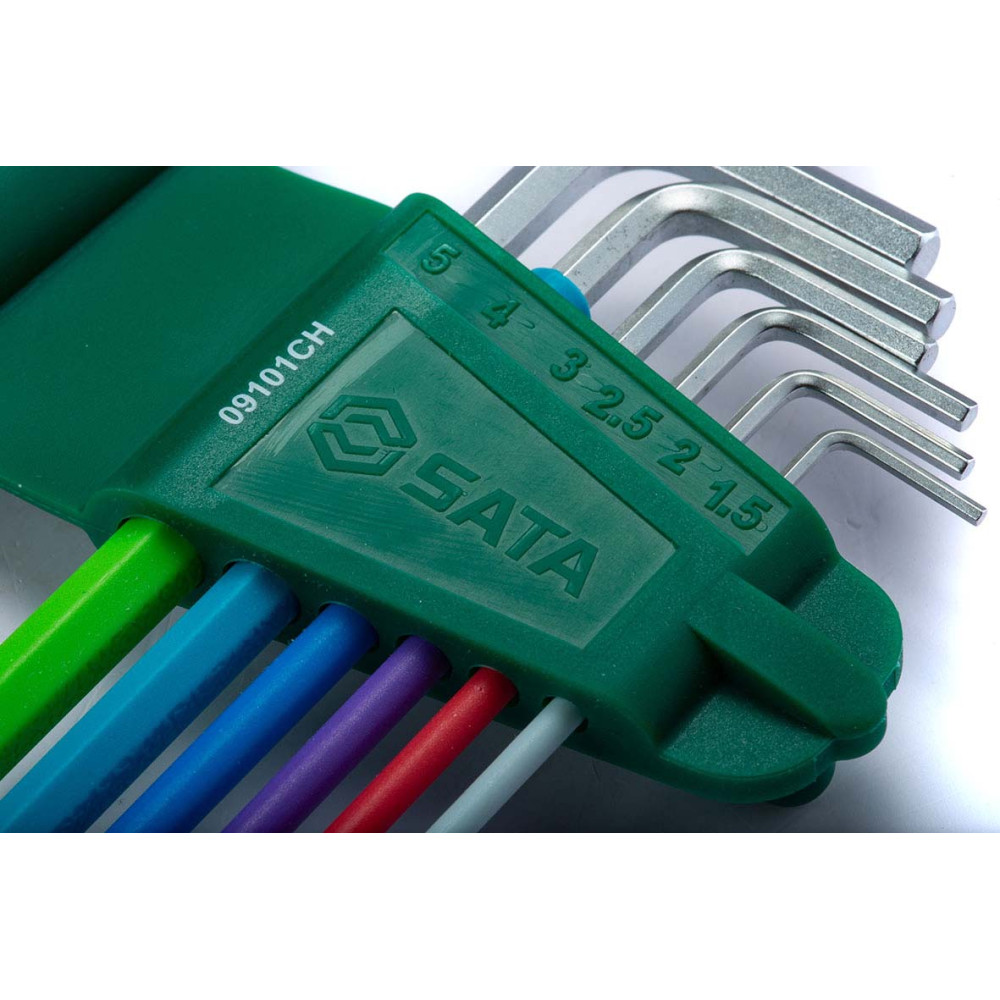 SATA 09101CH ชุดประแจหกเหลี่ยมหัวบอลกันลื่น มิล Color Serires 9ชิ้น
