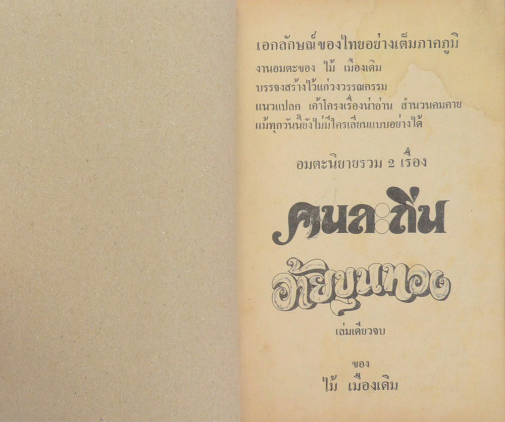 คนละถิ่น-อ้ายขุนทอง (เล่มเดียวจบ / ขายตามสภาพ)