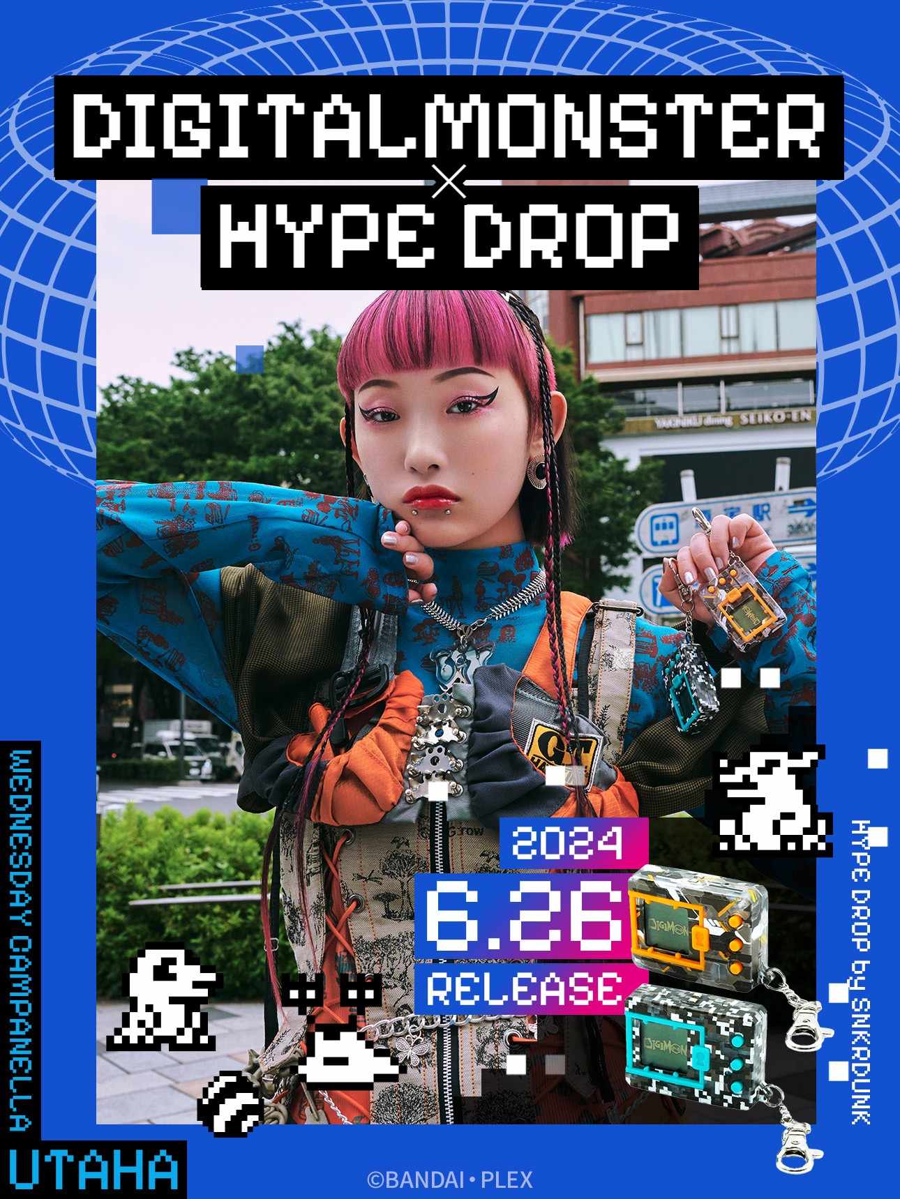 BANDAI DIGIMON Digital Monster V-PET HYPE DROP EDITION feat. Utaha - Mosiac Blue COLOR ดิจิม่อน วีเพ็ท ไฮป์ดรอป อุตาฮะ[LOT JP]