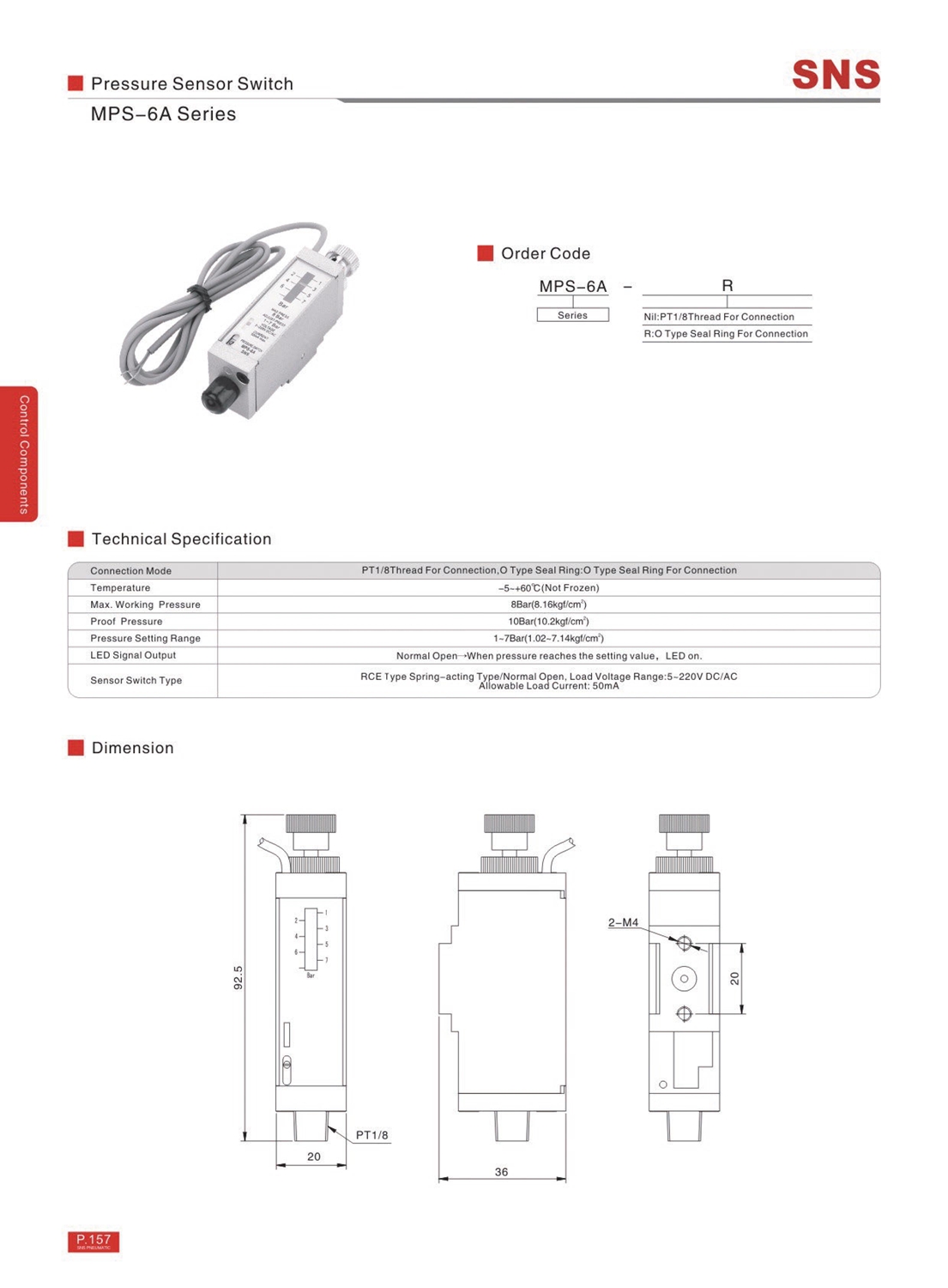 MPS-6A - MPS-6A Pressure Sensor Switch