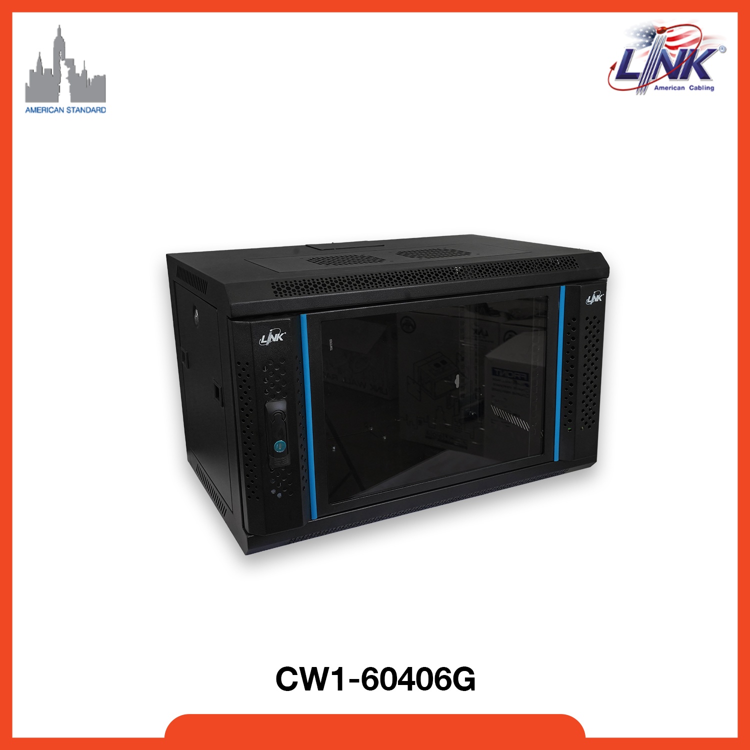 CW1-60406G 19” LINK TEMPERED GLASS WALL RACK