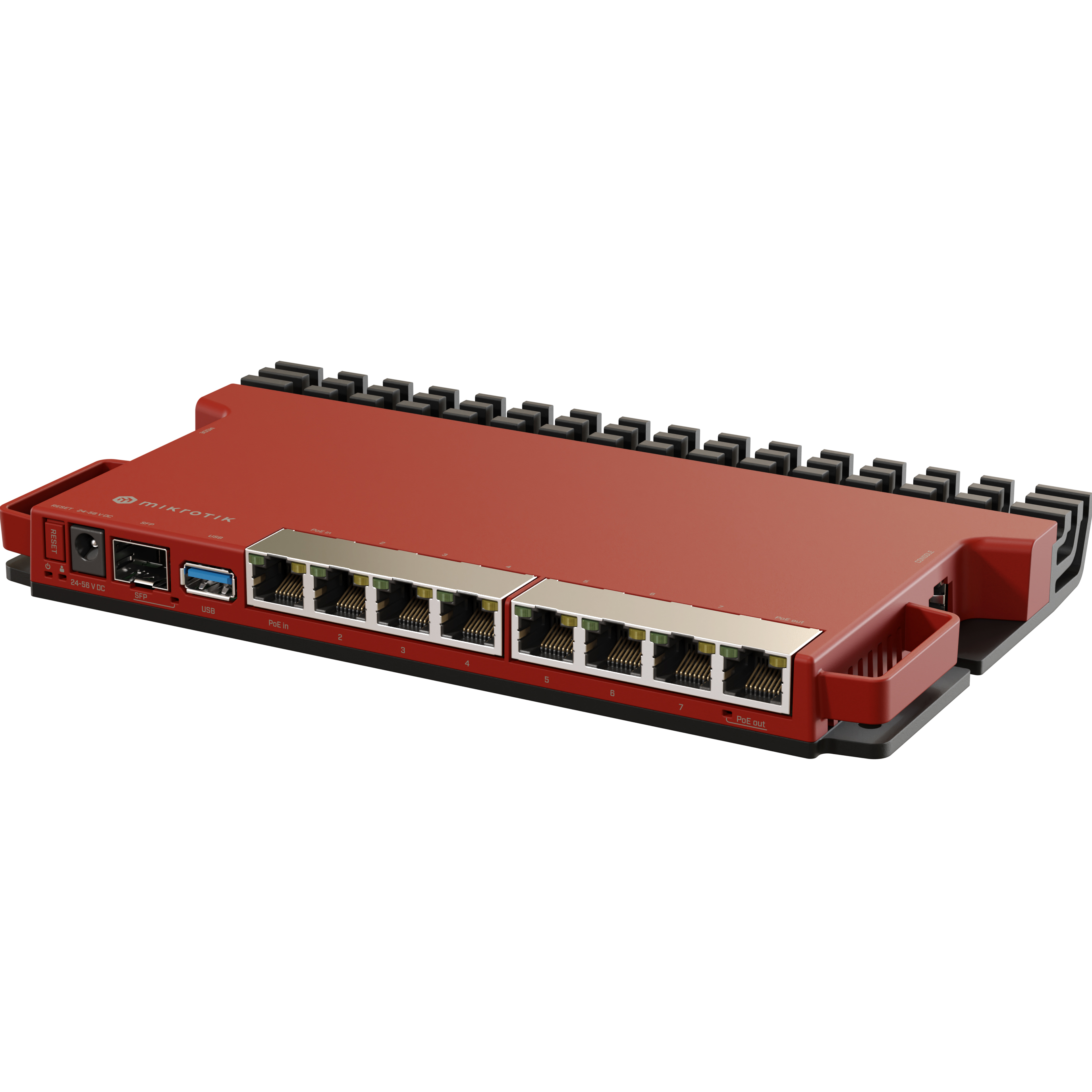 L009UiGS-RM MikroTik L009UiGS-RM - 8-Port Gigabit Ethernet + 1-Port SFP(2.5Gbps) PoE OUT Port 8 (PassivePOE) + MikroTik RouterOS v7, Level5 license (Load Balancing + HotSpot Server) Metal Indoor Case + 1U Rackmount