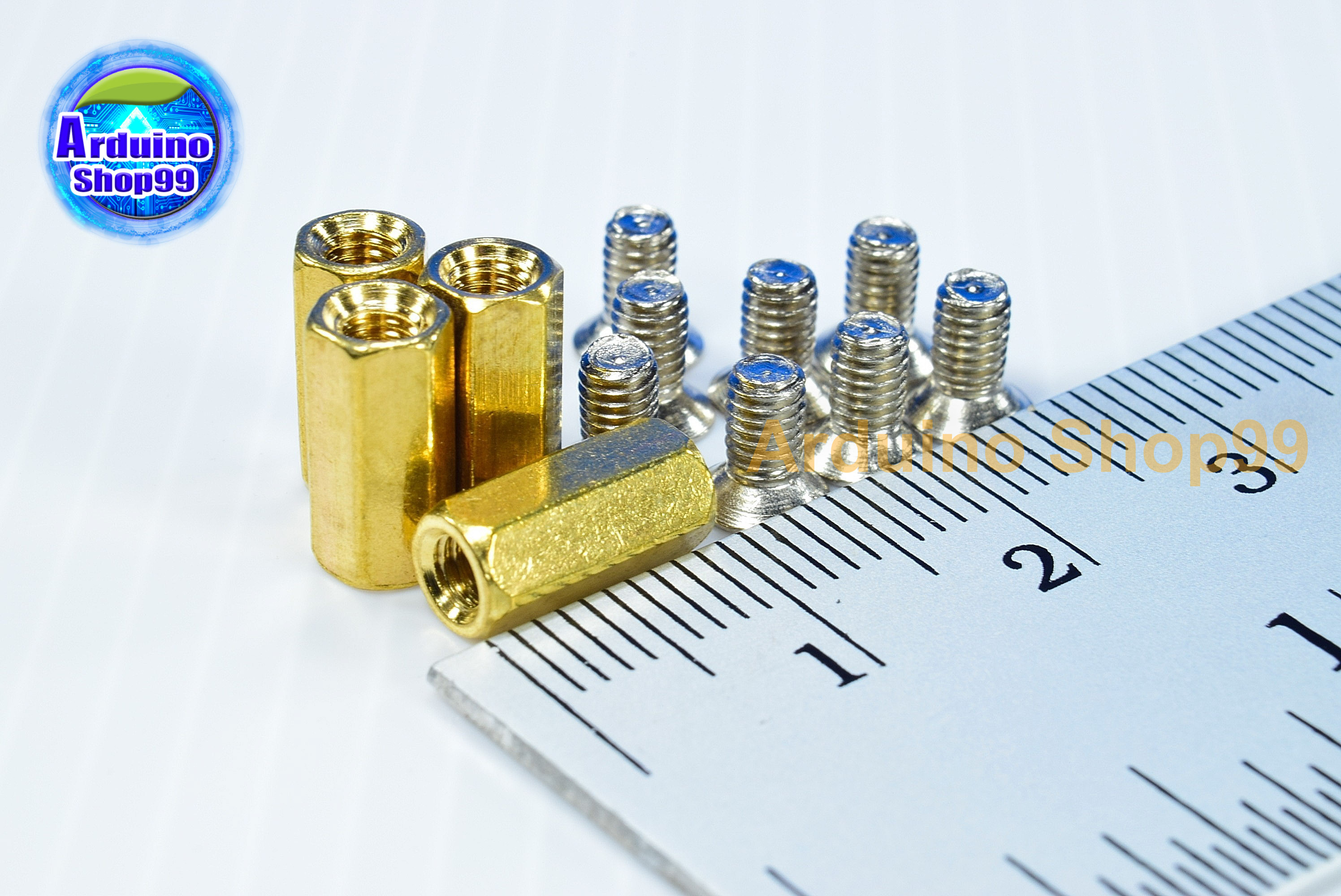 M3*10 double-pass hexagonal Copper column( 1 ชุด 4 ตัว )+น๊อตหัวตัด 8 ตัว