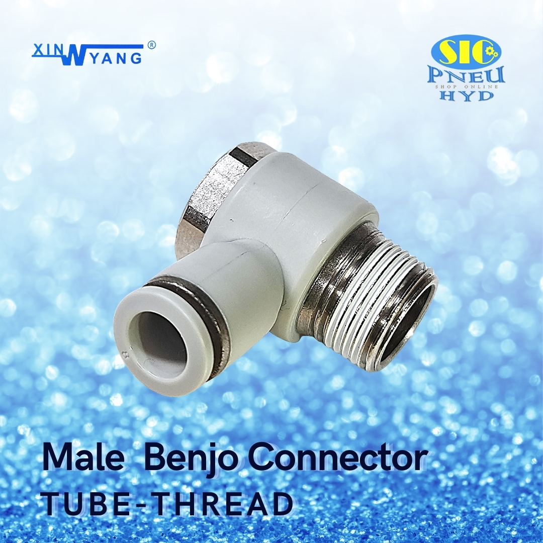 SPH : MALE BENJO CONNECTOR TUBE TO THREAD ข้อต่อลม งอ90 แบบปรับองศาได้ เกลียว PT