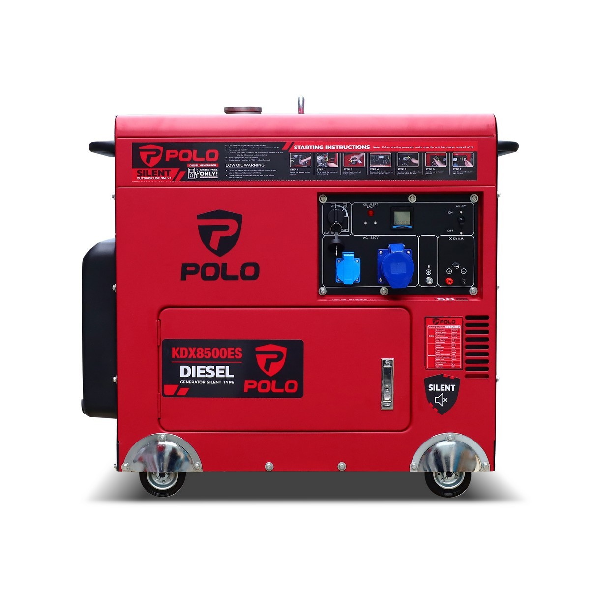 POLO KDX8500ES เครื่องปั่นไฟดีเซล 6.5kw รุ่นเสียงเงียบ 10HP กุญแจ