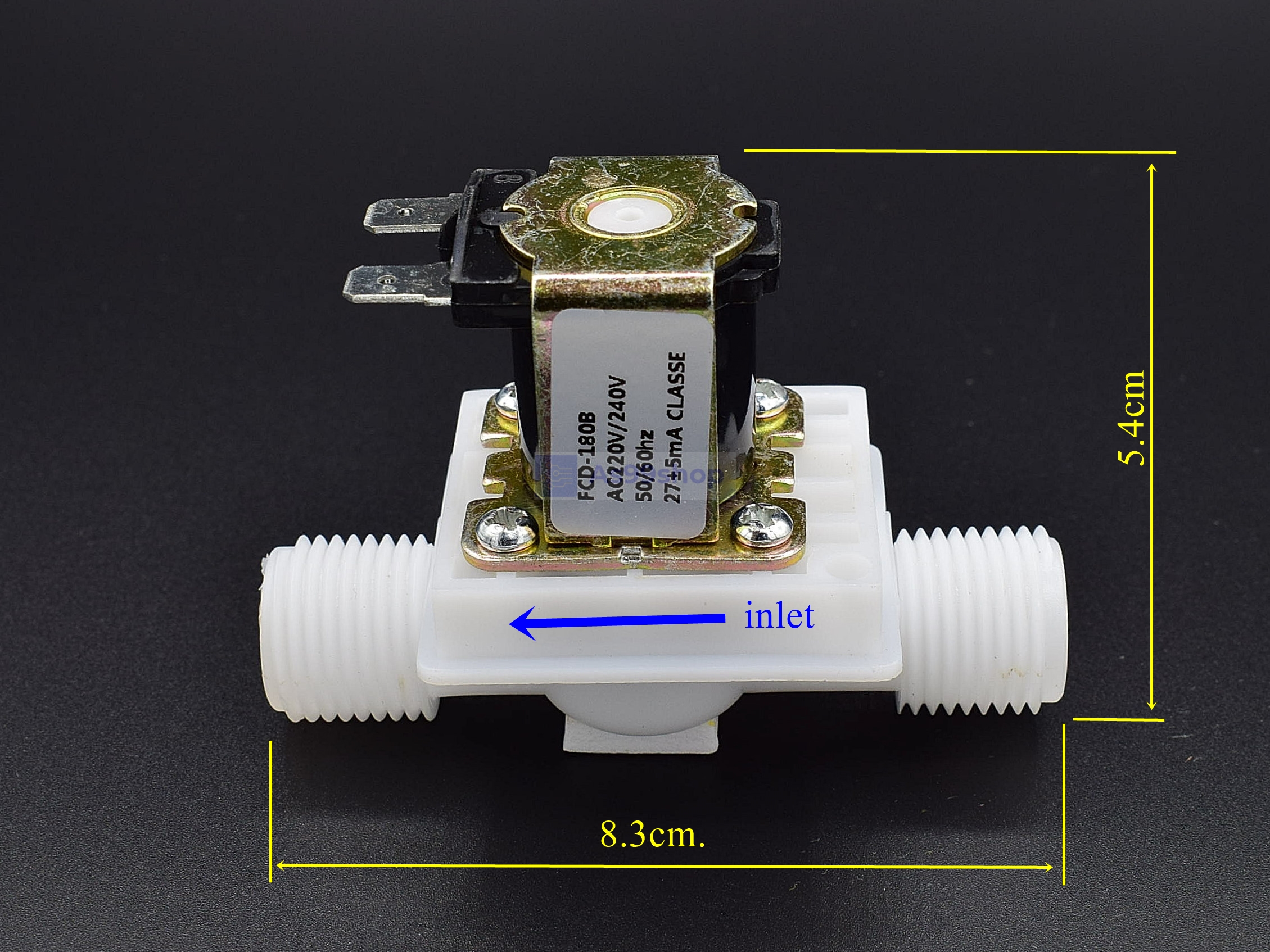 โซลินอยด์วาล์วพลาสติก Solenoid Valve 220VAC 1/2 นิ้ว สำหรับเปิด-ปิด น้ำ