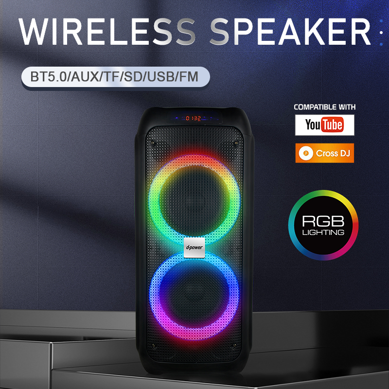 d-power ลำโพงบลูทูธ รุ่น X9W กำลังขับ 120วัตต์ ลำโพงกลางเเจ้ง ฟังก์ชั่นครบ เเถมฟรี! ไมค์ลอย รับประกัน 1 ปี