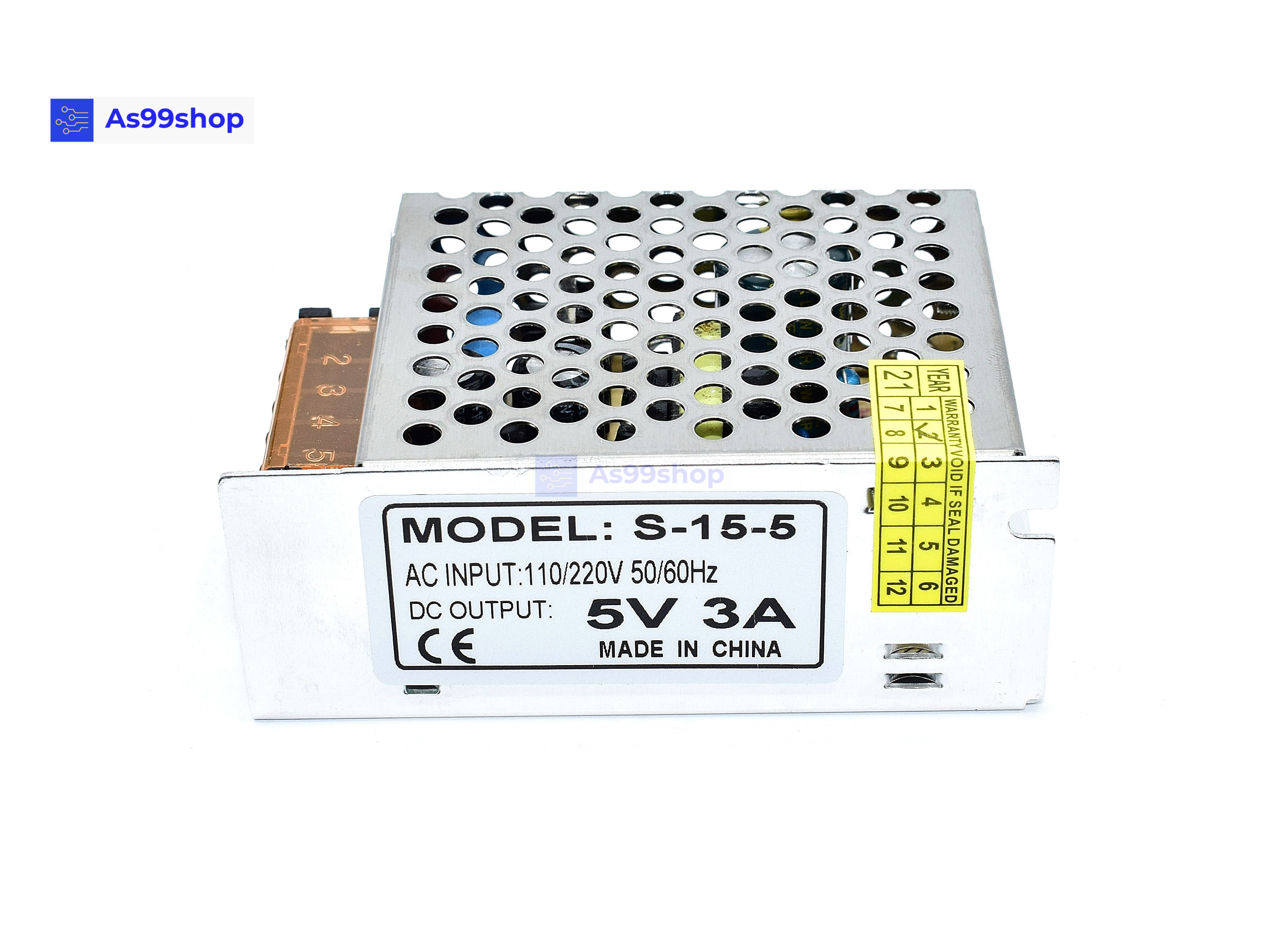Switching Power Supply สวิตชิ่งเพาเวอร์ซัพพลาย 5V 3A 15W(สีเงิน) S-15-5