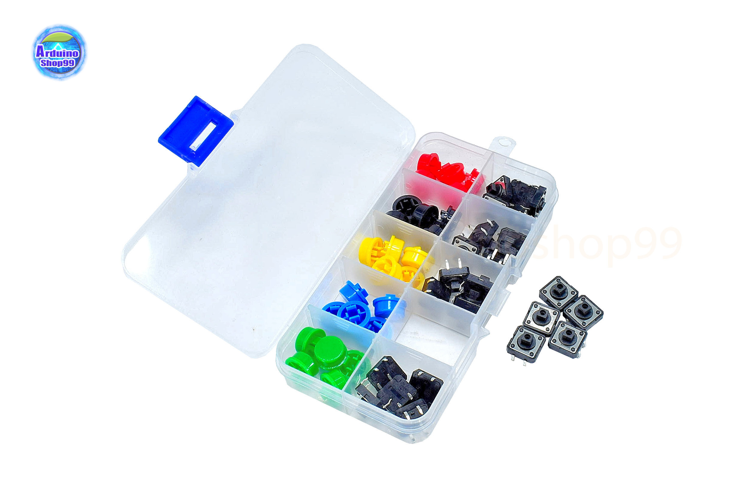 Tact switch 12X12X7.3 mm. button domestic/color button ( รวม 25 ชุด )