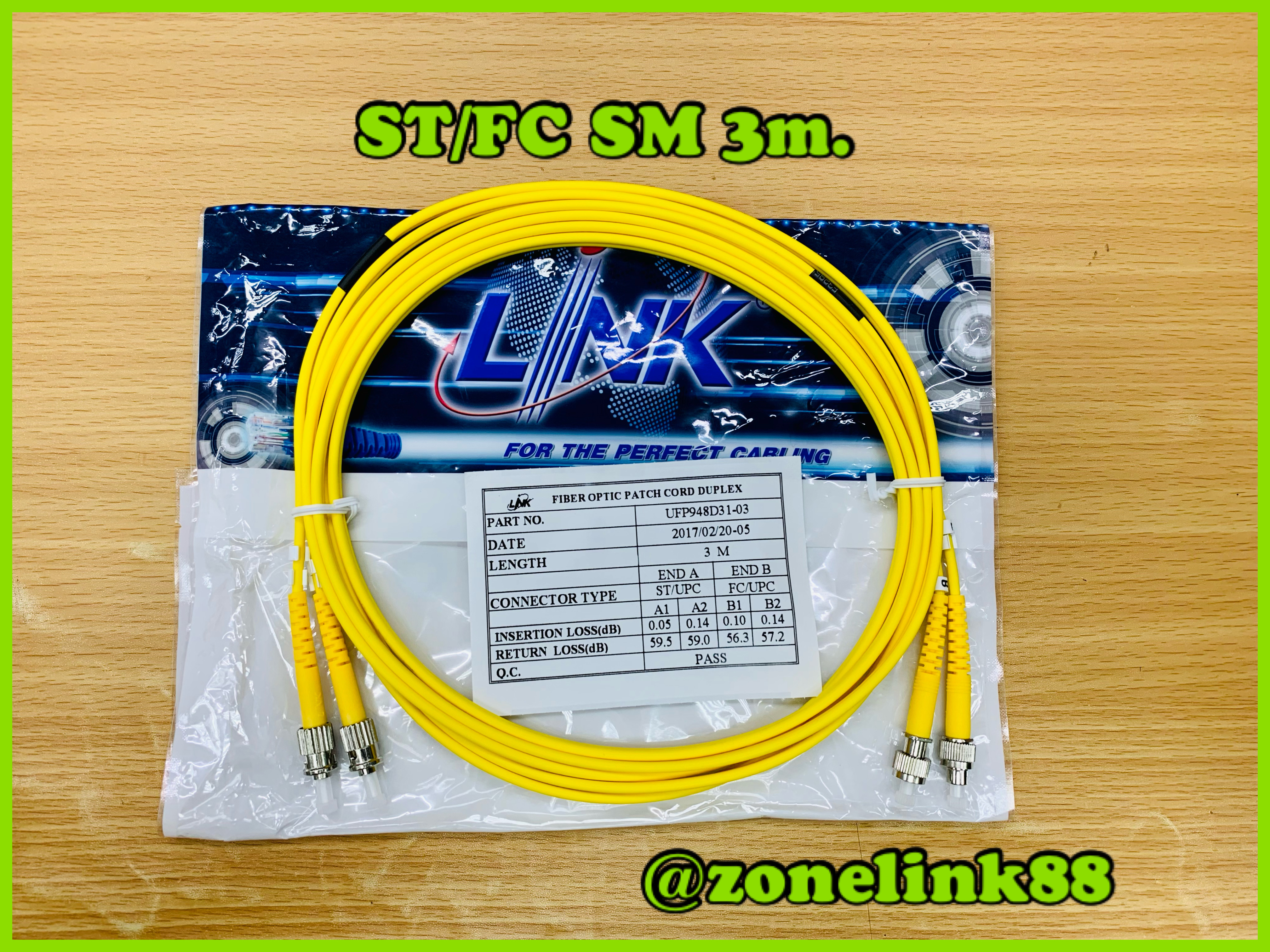 Link UFP948D31-03 ST/UPC to FC/UPC SM 9/125 DUPLEX Cord 3m.LSZH