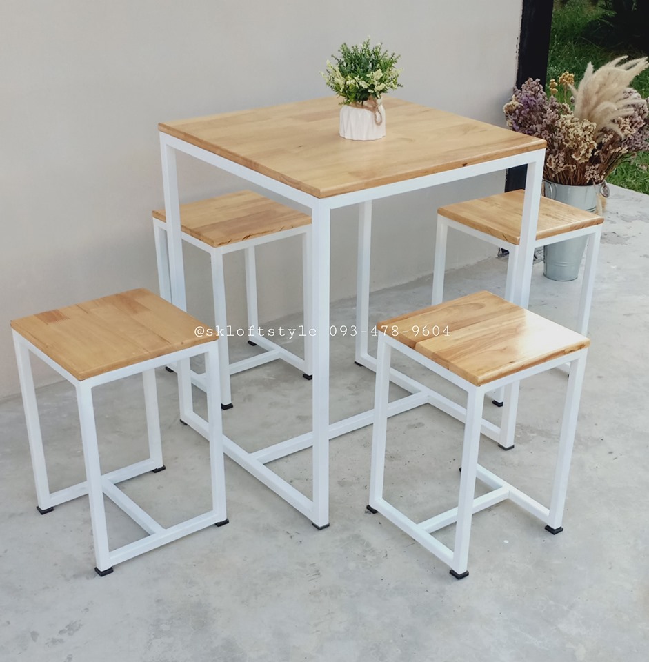 ชุดโต๊ะเล็ก 60x60 สีขาว