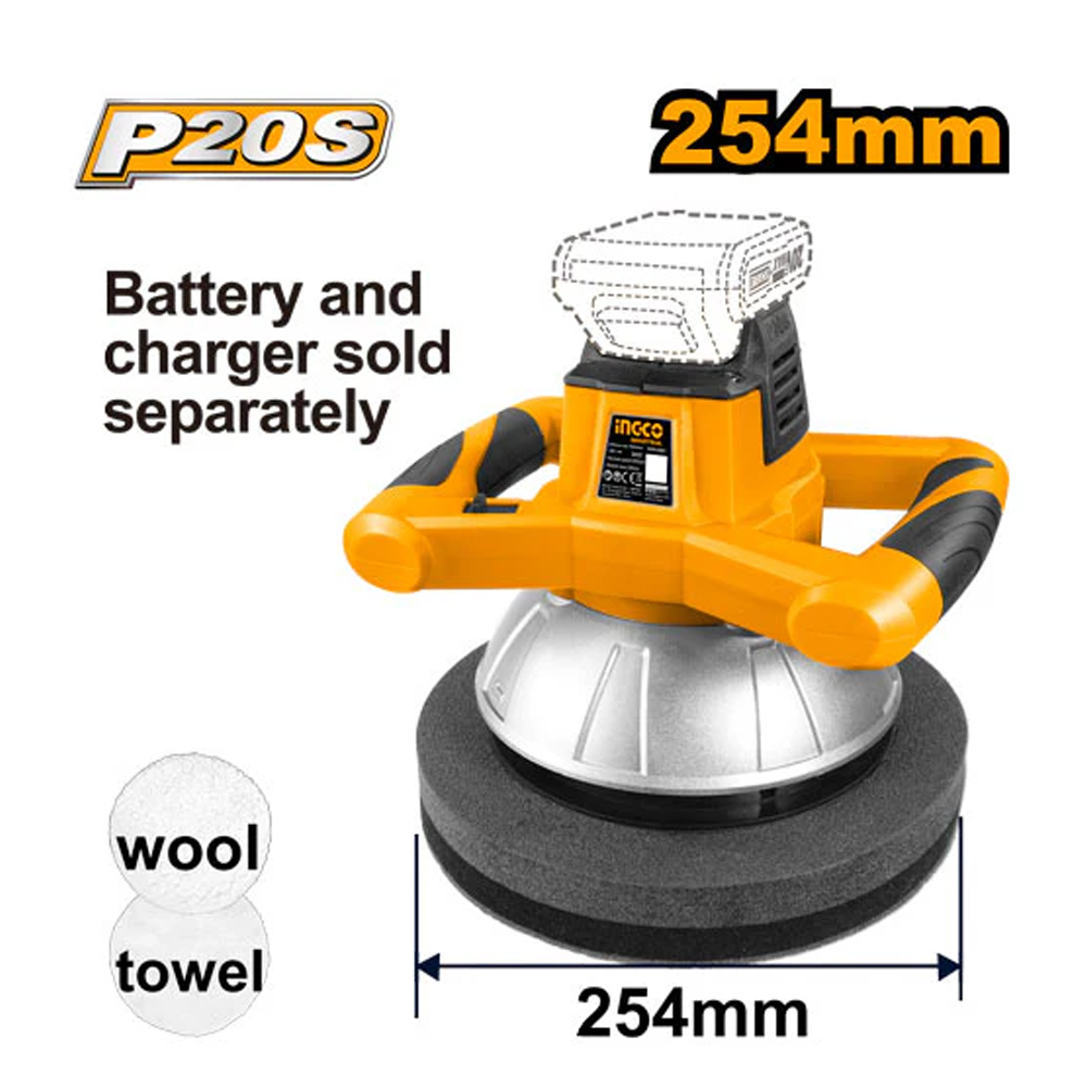 INGCO COPLI2001 เครื่องขัดเงาไร้สาย 10" 20V เครื่องเปล่า