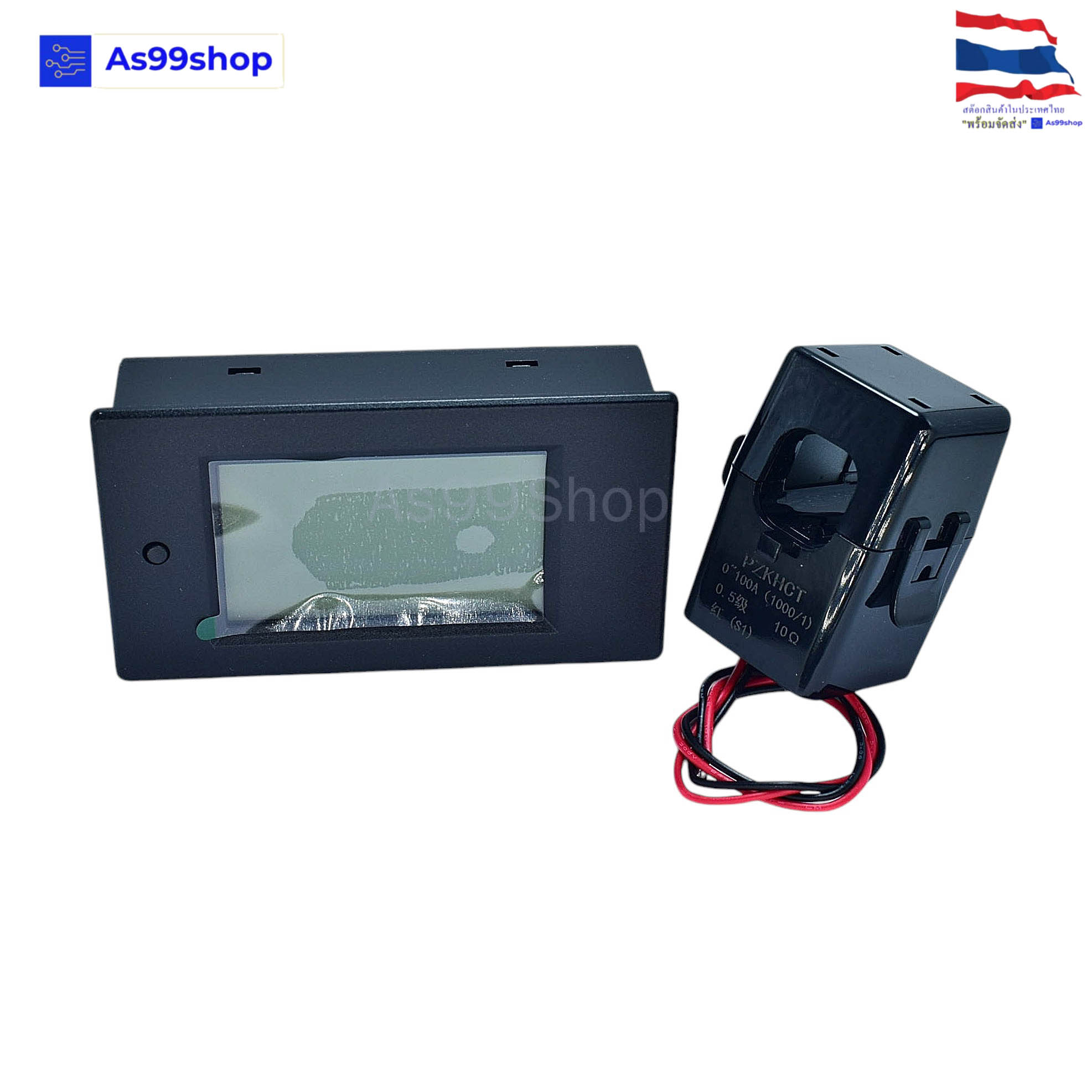 PZEM-061 เครื่องมือวัดไฟฟ้า แอมป์มิเตอร์ วัตต์มิเตอร์ AC 80-260V LCD Digital 100A + CT open&close