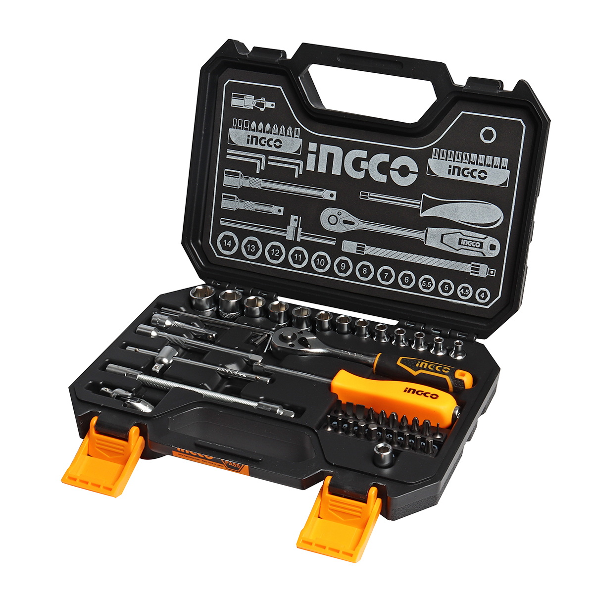 INGCO HKTS14451 ชุดลูกบ็อกซ์ 1/4" 45 ชิ้น