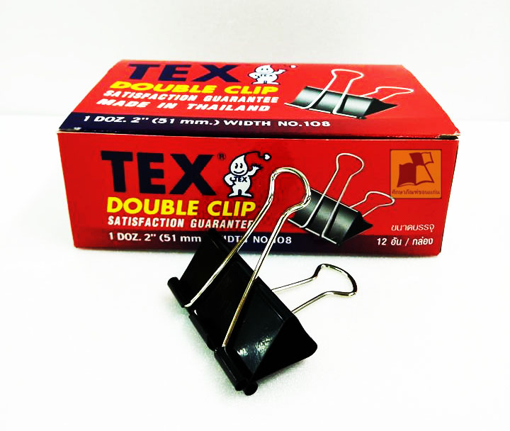 TEX DOUBLE CLIP (สีดำ) 12 อัน / กล่อง No.108