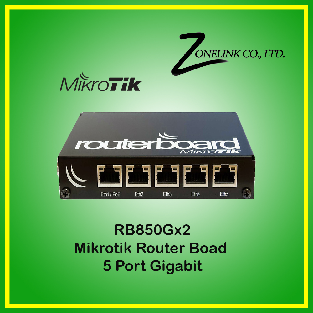 MikroTik RB850Gx2 - 5-Port Gigabit Ethernet + microSD slot + MikroTik RouterOS, Level5 license (Load Balancing + HotSpot Server) Metal Case
