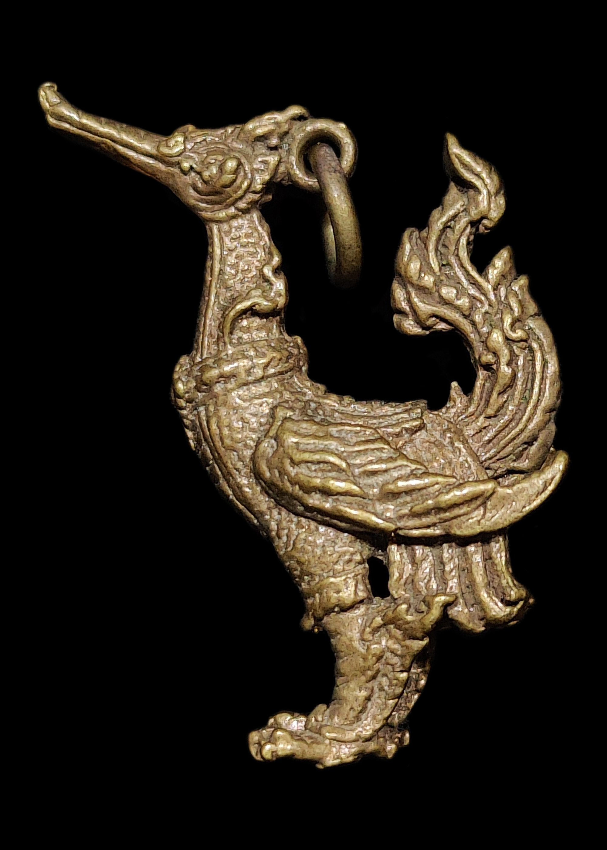 พญาหงส์ เนื้อทองเหลืองผสม หลวงพ่อแล วัดพระทรง จ.เพชรบุรี ปี2536 พร้อมกล่องเดิมๆ