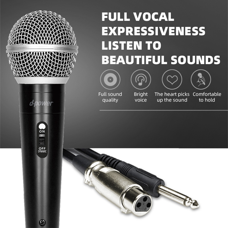 d-power ไมค์โครโฟนแบบมีสาย รุ่น MC-01 คุณภาพดี สายยาว 3 เมตร ขั้วต่อเเบบ 3-pin XLR ใช้ได้กับลำโพงทุกรุ่น รับประกัน 1 ปี