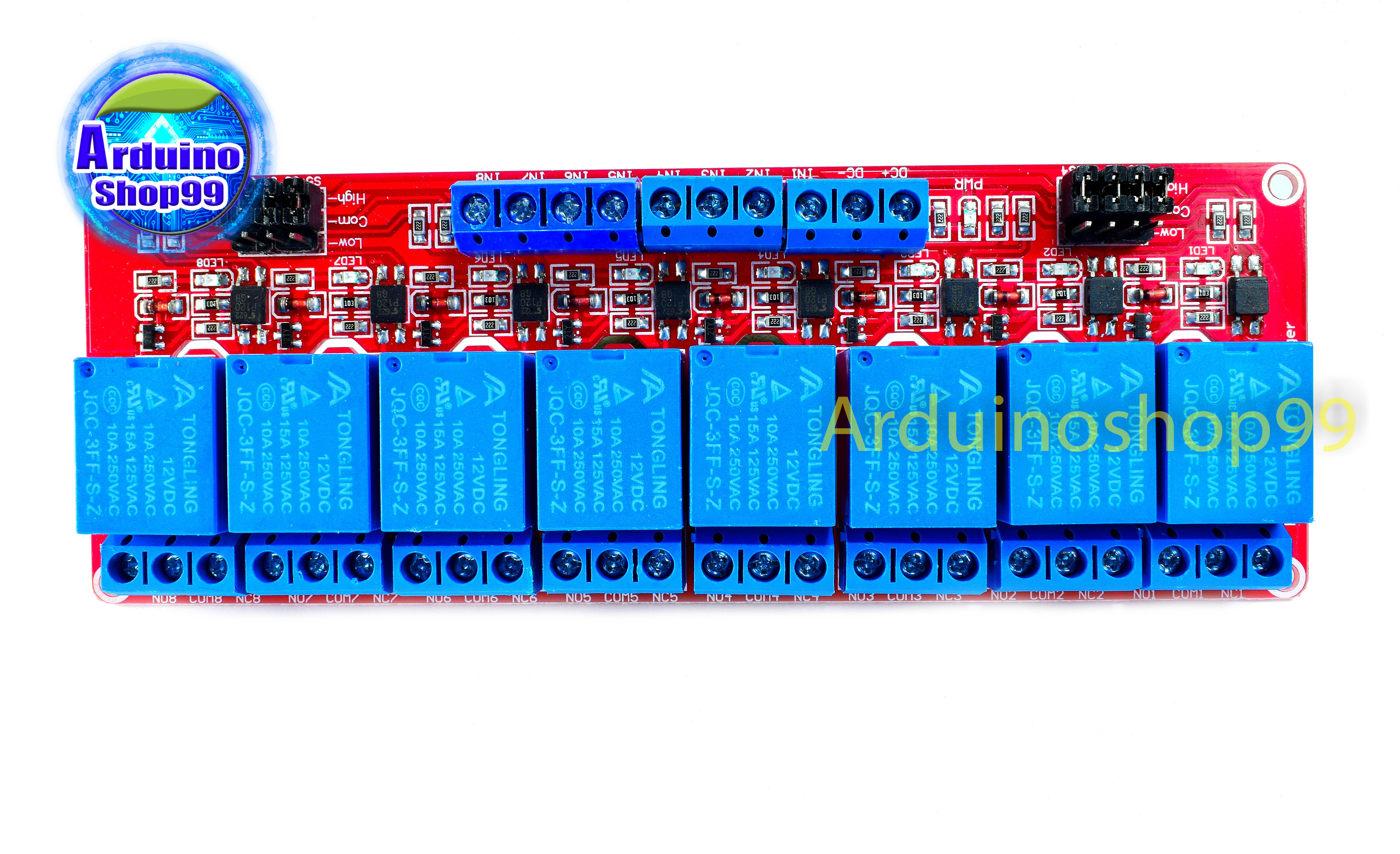 Relay 12V 8 Channel 10A 250V แบบ Active High/Low