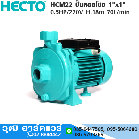 HECTO HCM22 ปั๊มหอยโข่ง 1"x1" 0.5HP/220V H.18m 70L/min