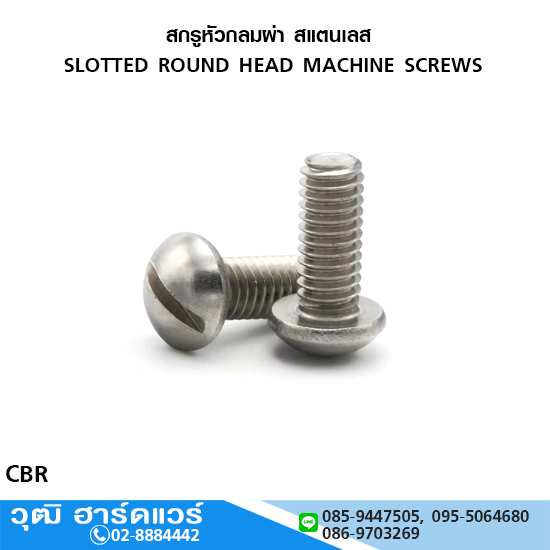 สกรูหัวกลมผ่า สแตนเลส