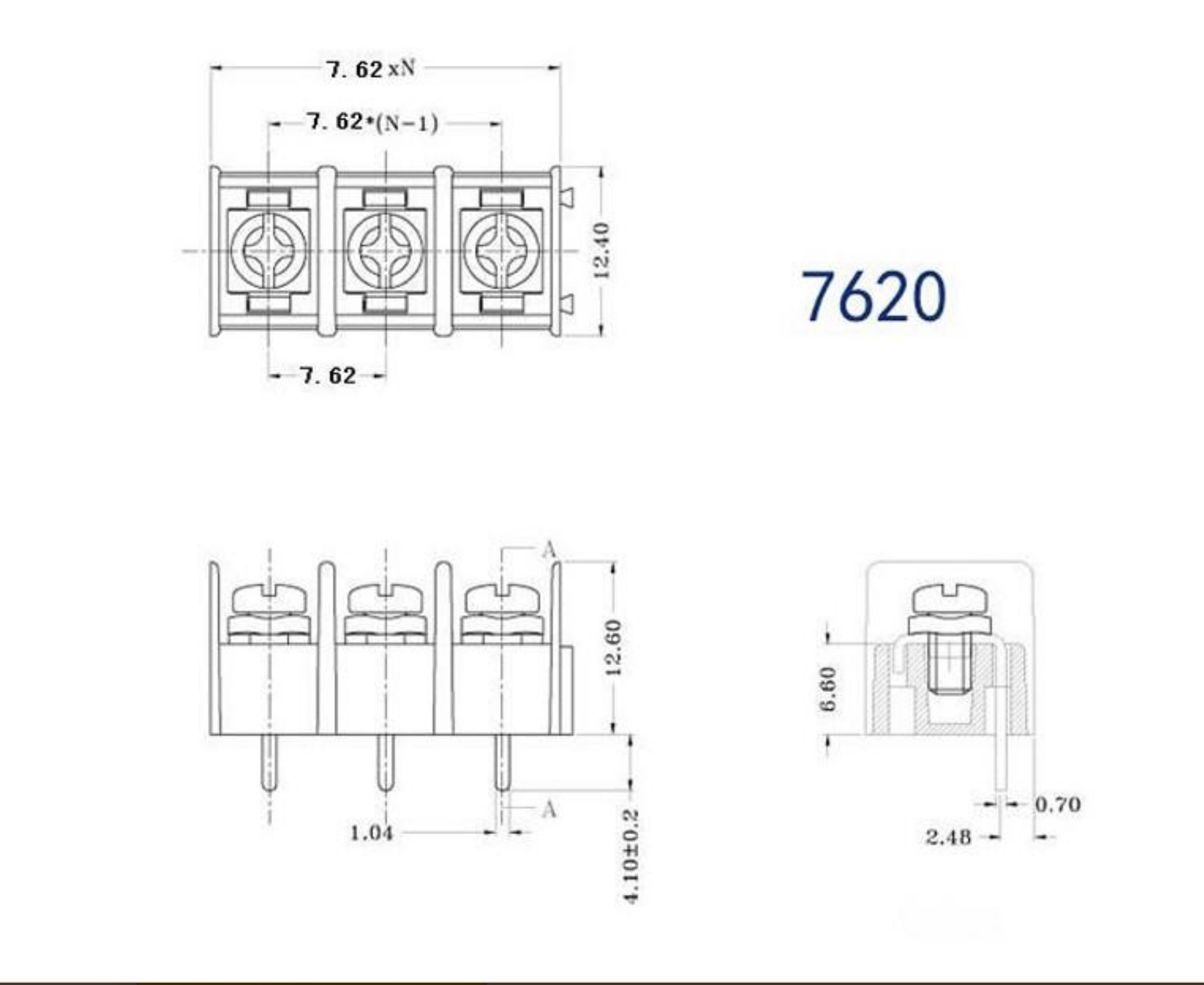 Terminal Circuit Board 4P Pitch7.62mm KF7620-4P (จำนวน 1 ชิ้น)