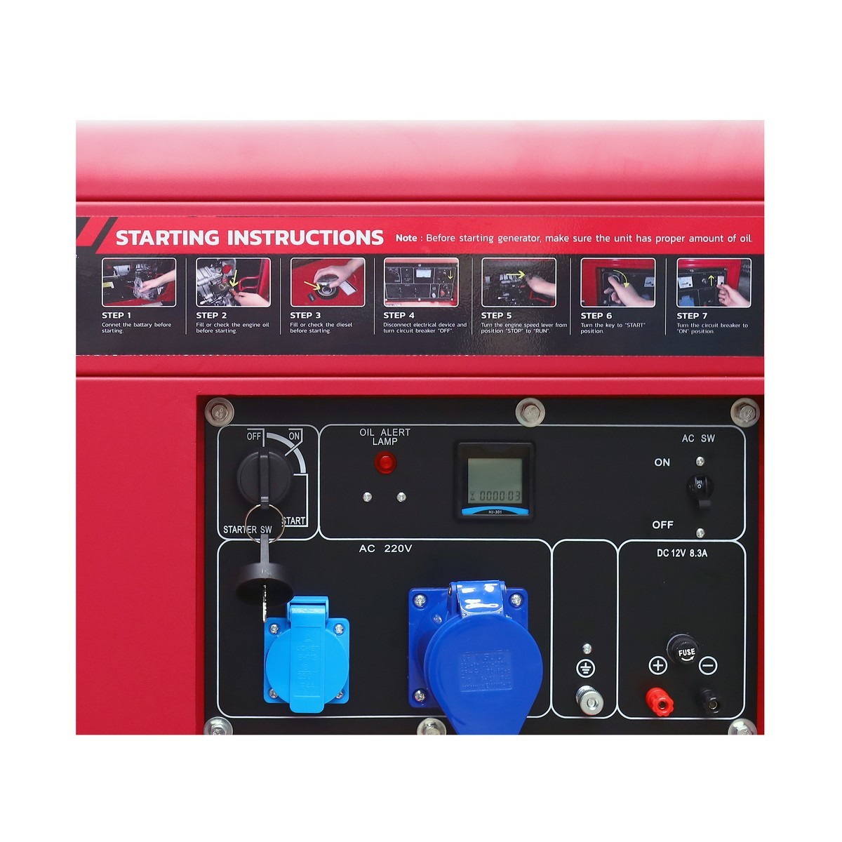 POLO KDX8500ES เครื่องปั่นไฟดีเซล 6.5kw รุ่นเสียงเงียบ 10HP กุญแจ