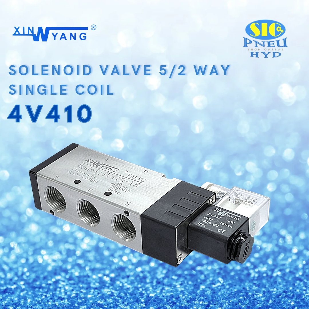 4V410 : SOLENOID VALVE XINYANG โซลินอยด์วาล์ว 5/2 SINGLE COIL PORT 1/2" PT