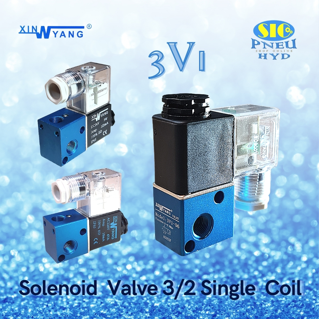 3V1-06 : SOLENOID VALVE XINYANG โซลินอยด์วาล์วลม 3/2 คอยล์ข้างเดียว เกลียว 1/8" PT