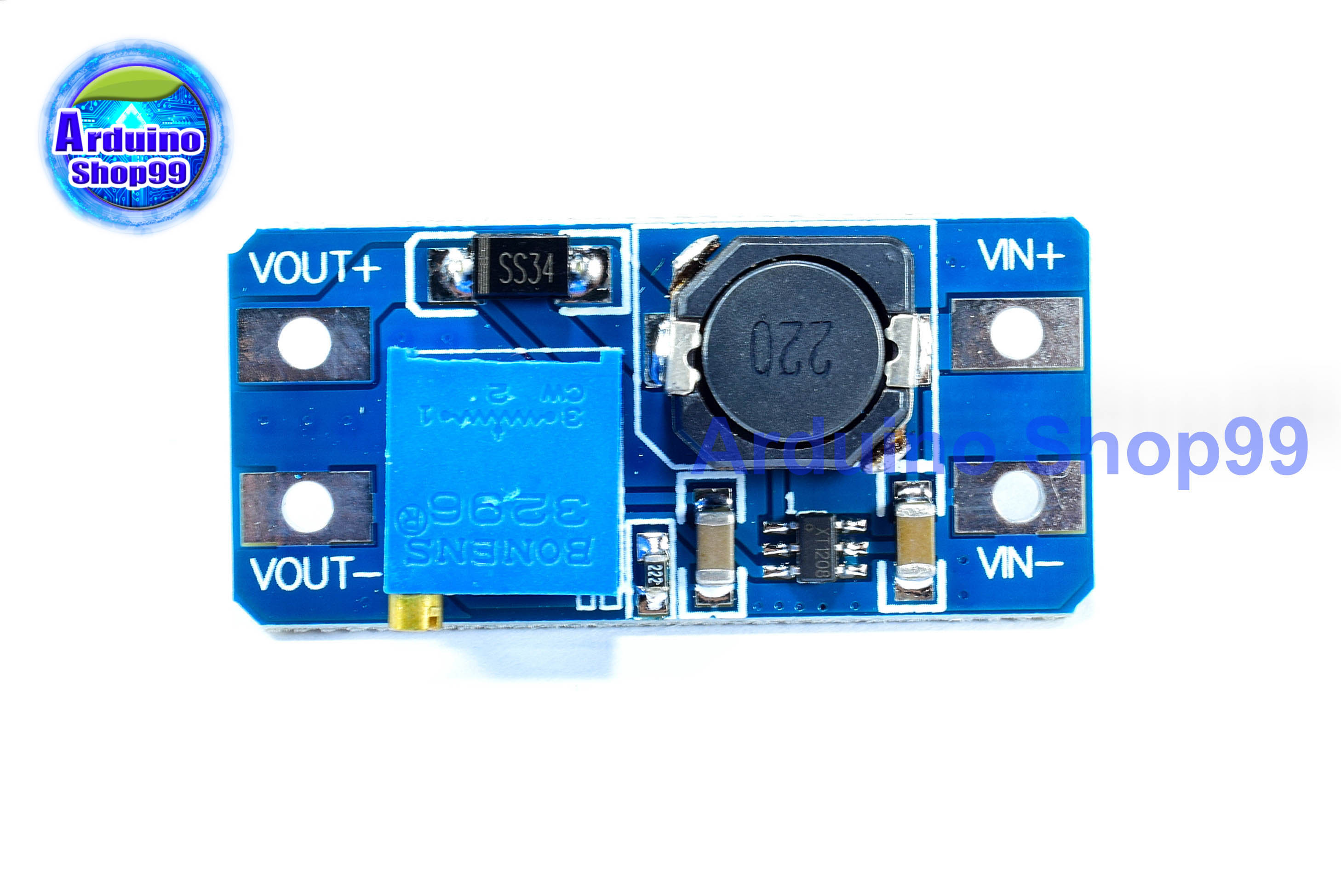 MT3608 2A boost board DC-DC boost module แปลงไฟจาก 2-24 V to 5-28V(step up)