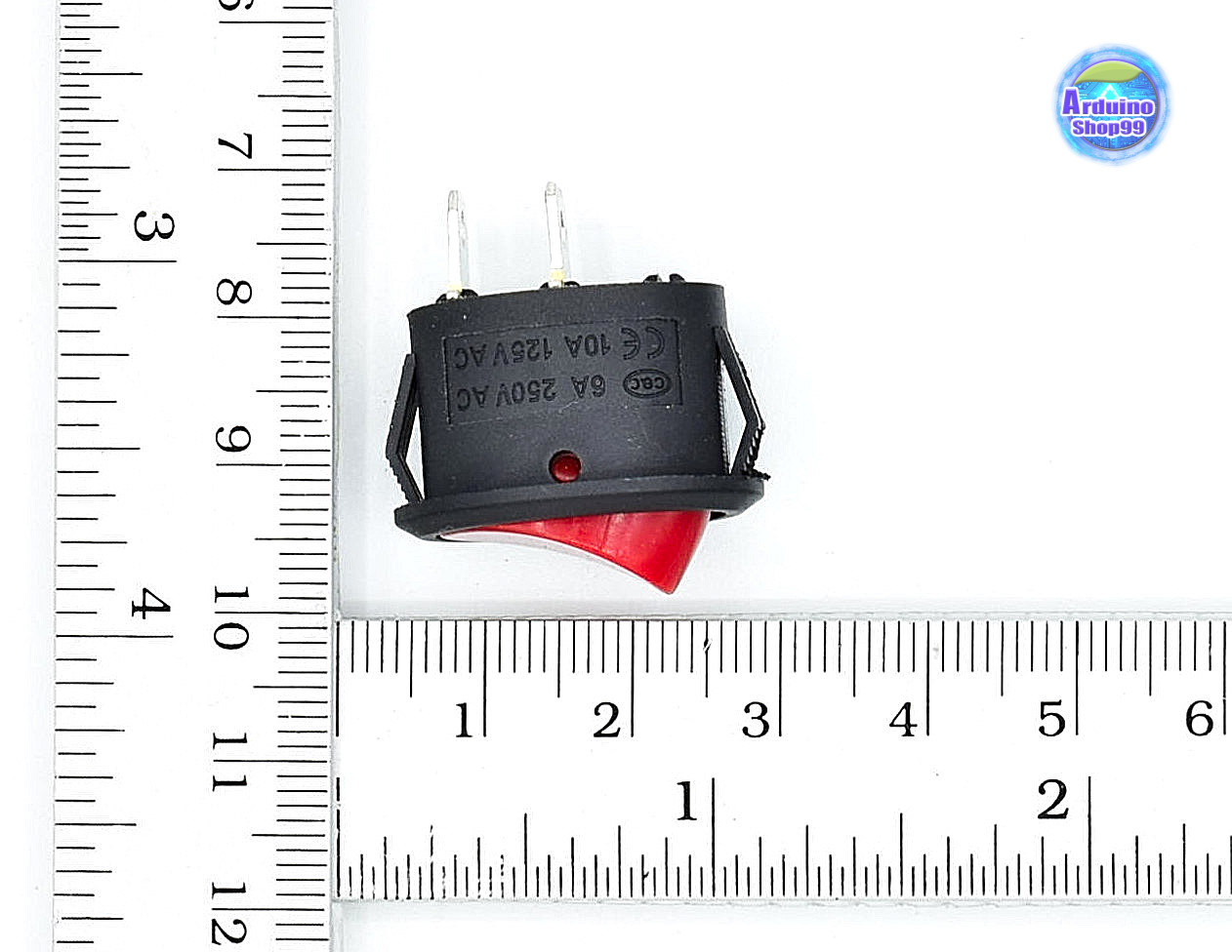 KCD7 6A Oval Switch Red 2 Pins( 1 ตัว)