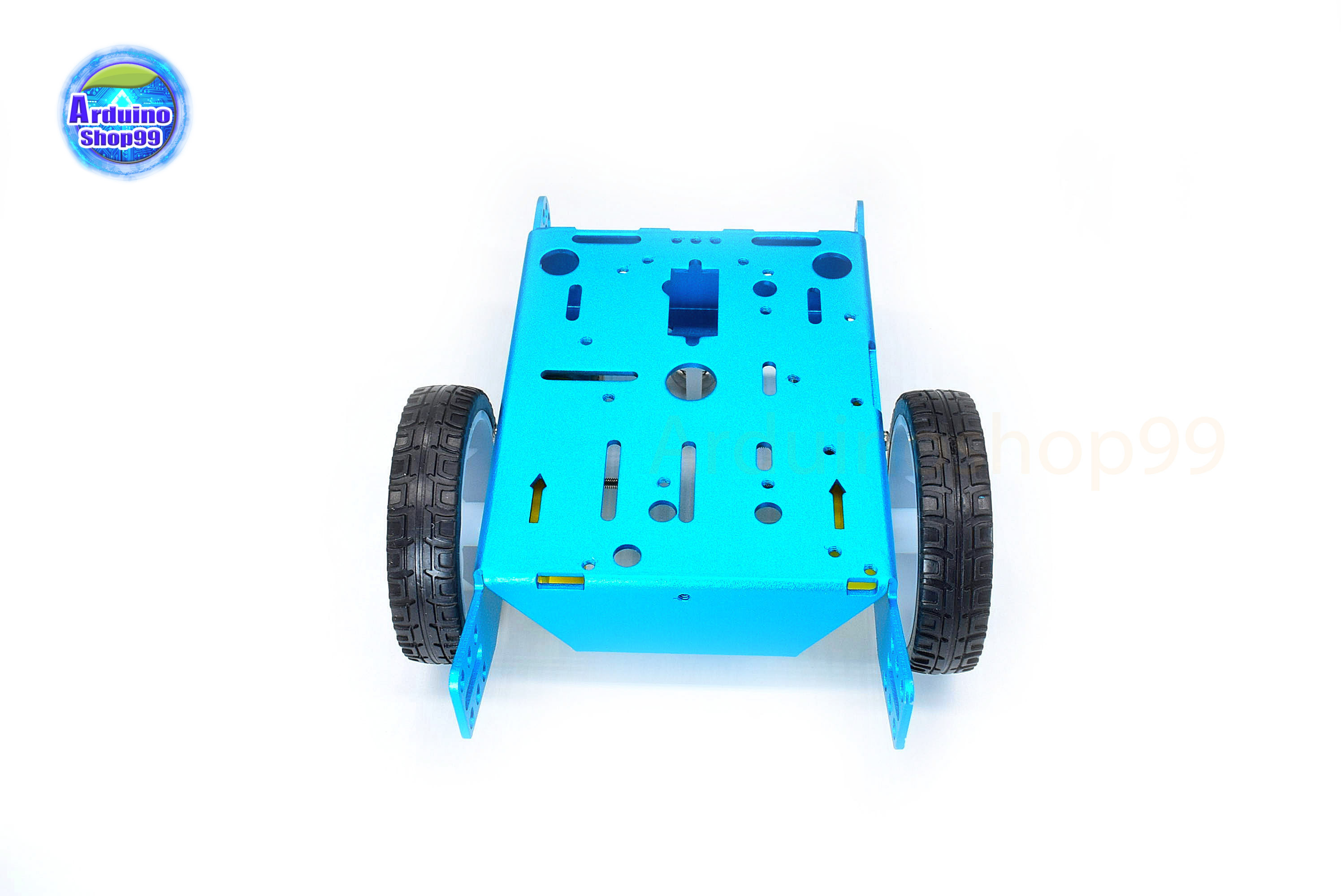 โครงรถหุ่นยนต์ Aluminum alloy robot Smart car ล้อขาว/ยางดำ สี Metallic Blue