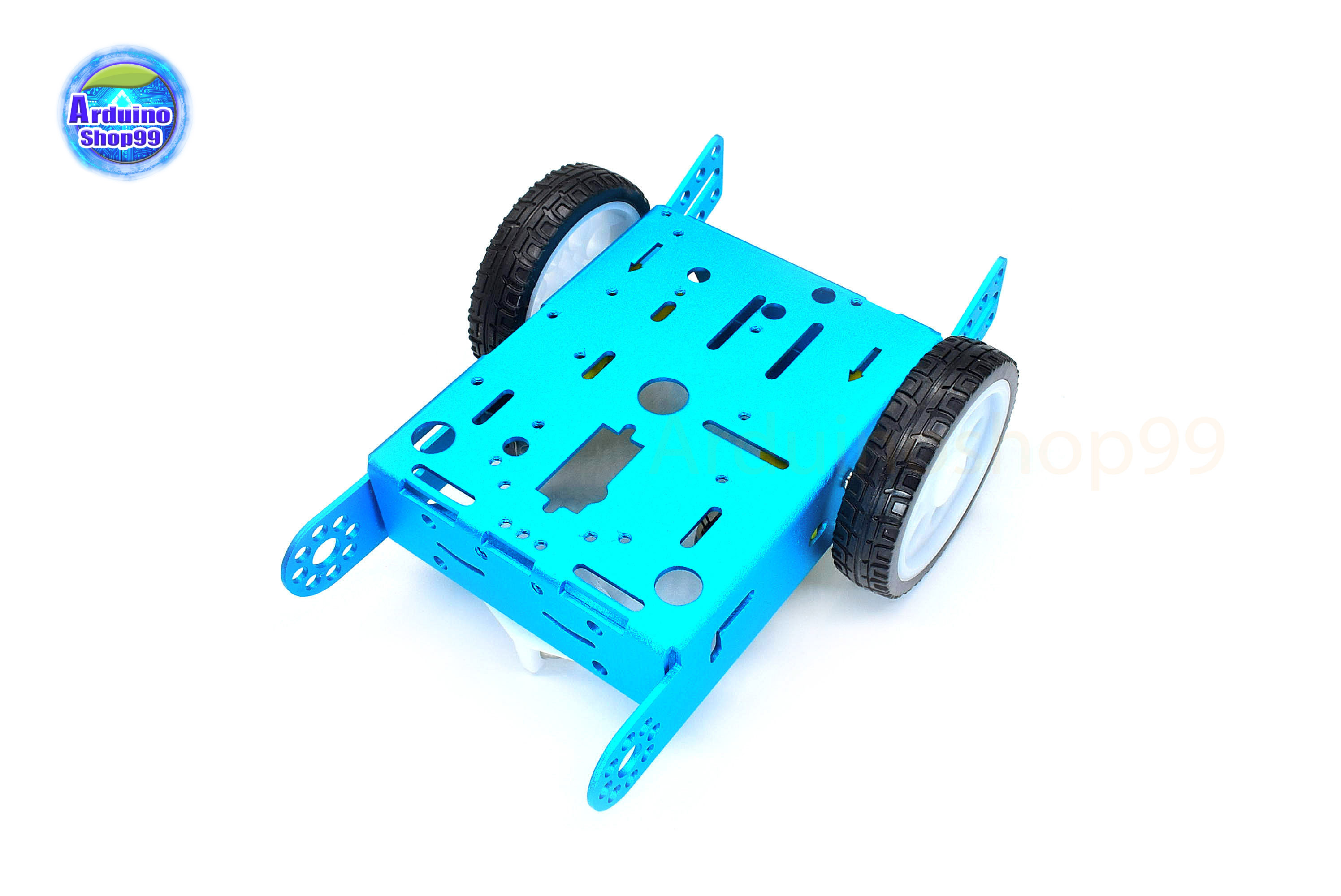 โครงรถหุ่นยนต์ Aluminum alloy robot Smart car ล้อขาว/ยางดำ สี Metallic Blue