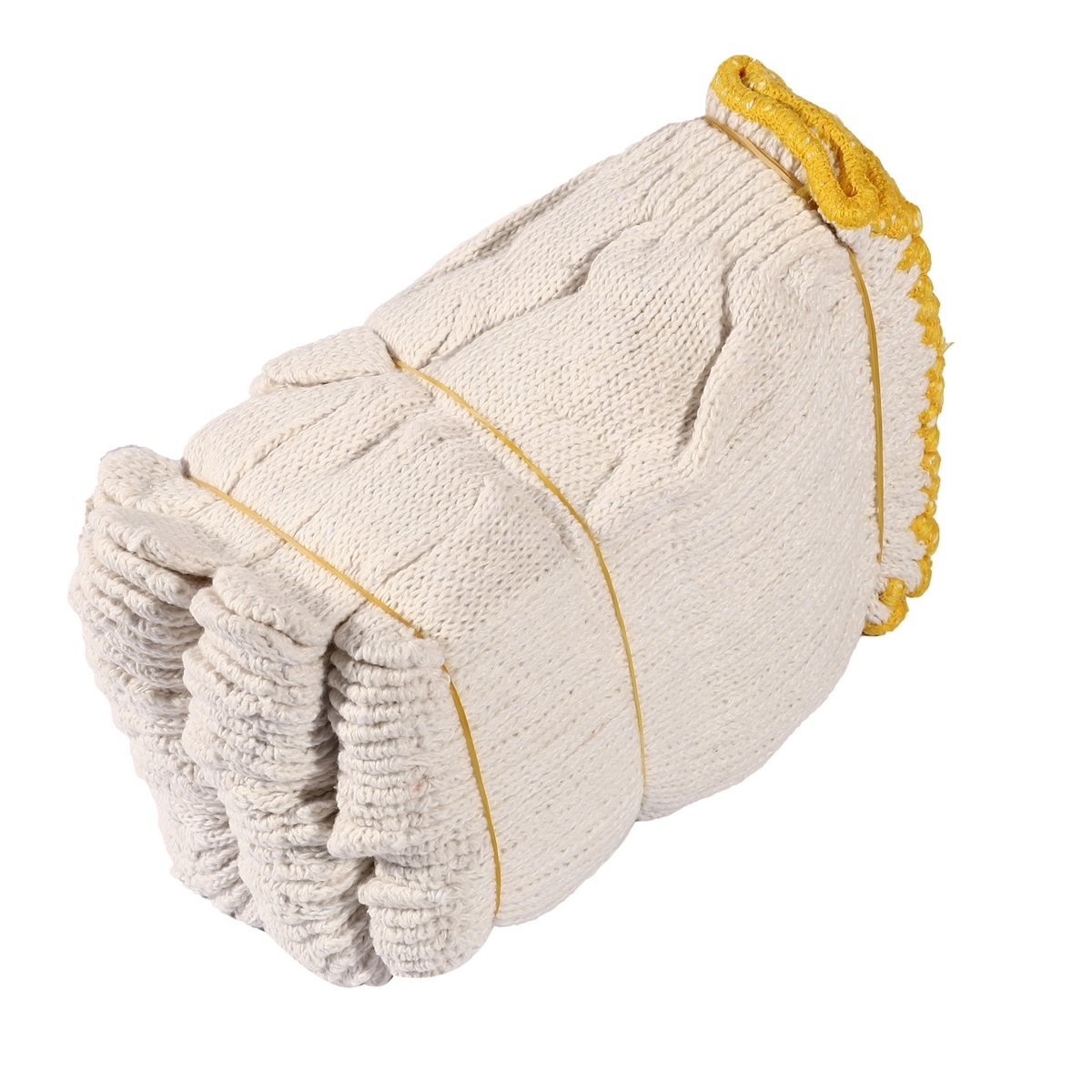 ถุงมือผ้า สีขาว ขอบเหลือง 600g