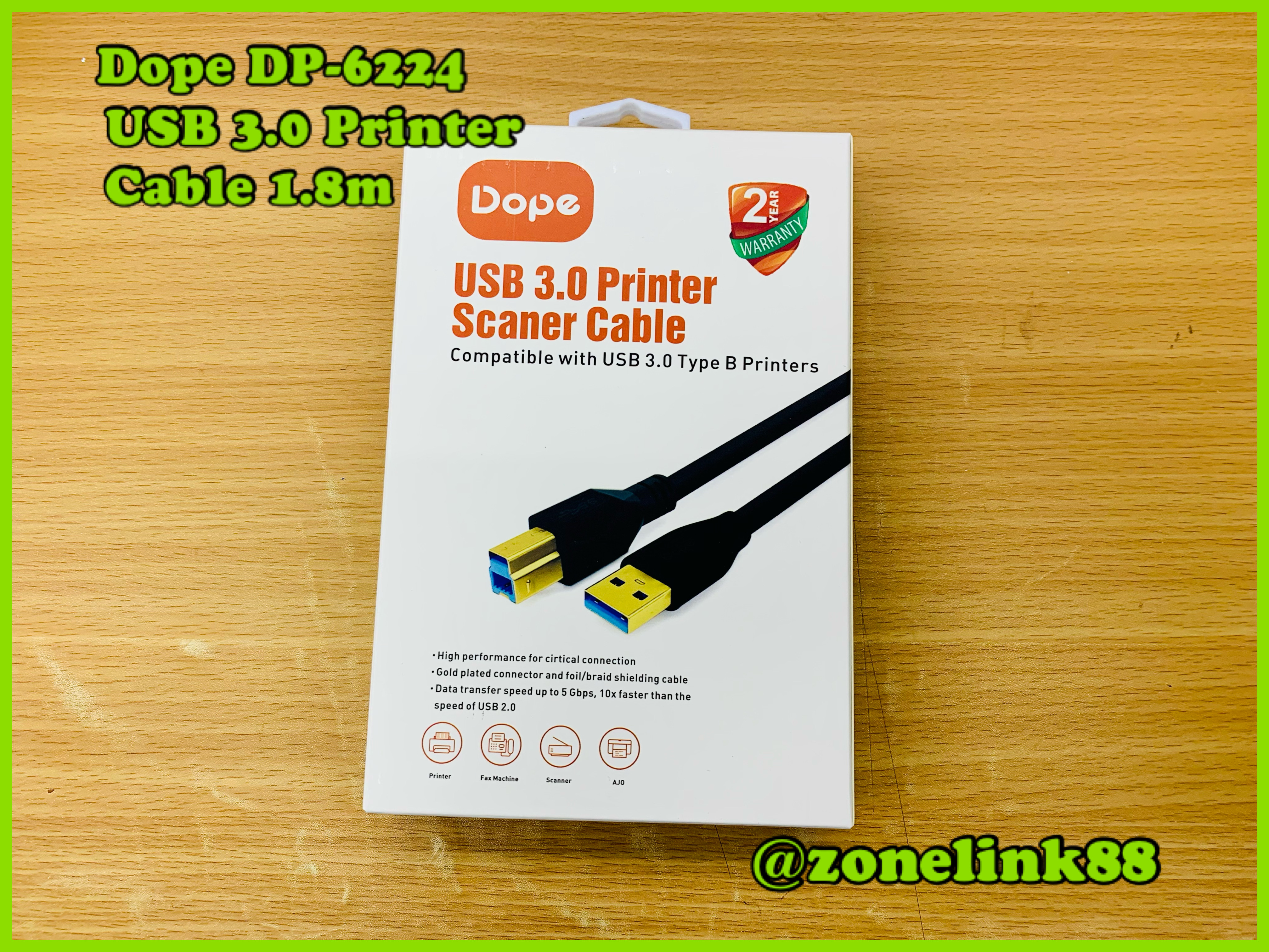 Dope DP-6224 USB3.0 Printer Cable 1.8m