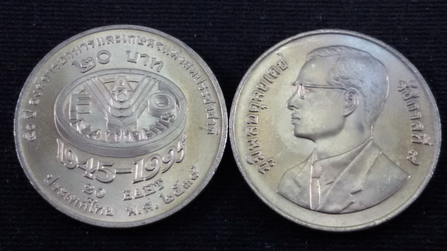 เหรียญ 20 บาท 50 ปี องค์การอาหารและเกษตรแห่งสหประชาชาติ 2538 UNC